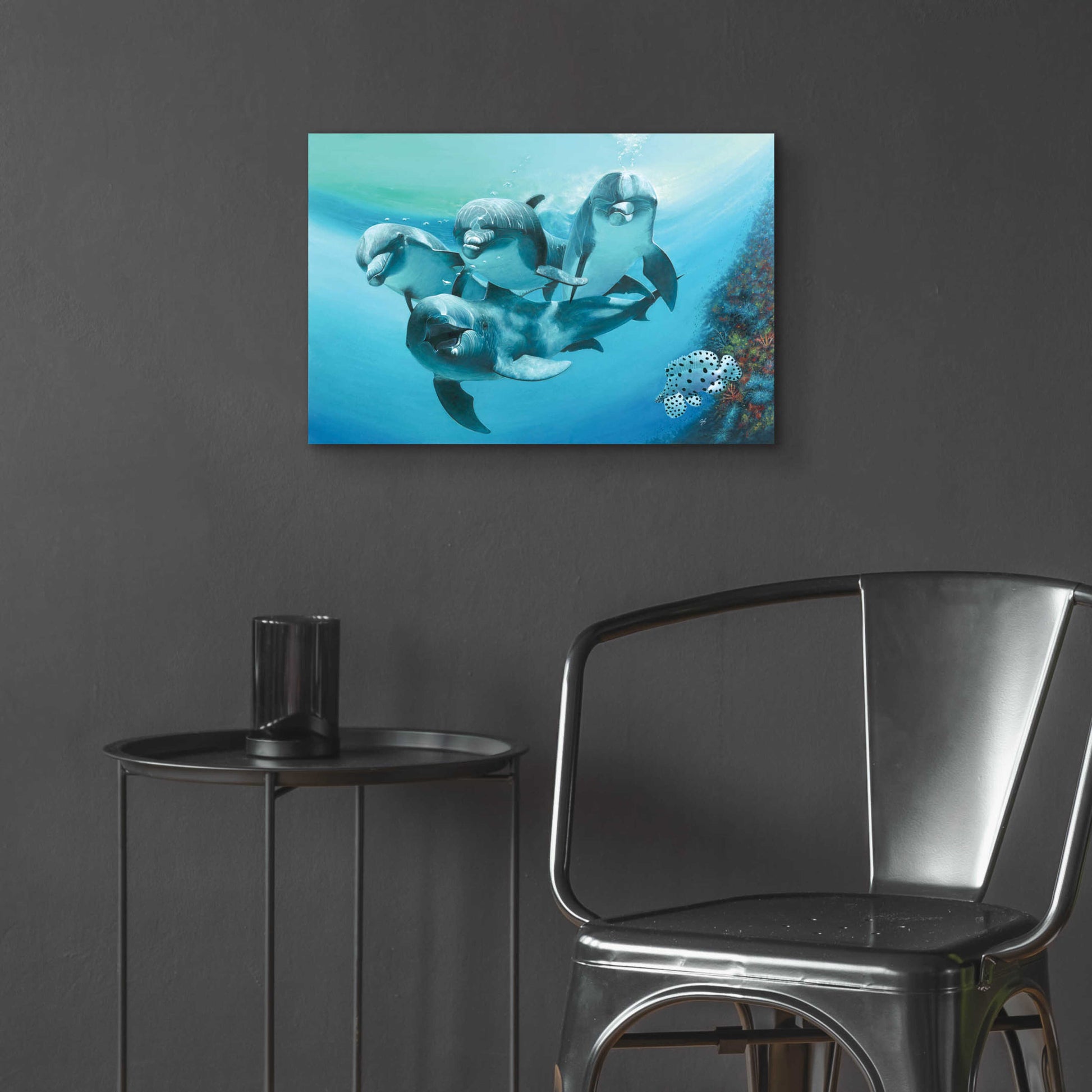 Epic Art 'Dolphins' by Durwood Coffey, Acrylic Glass Wall Art,24x16