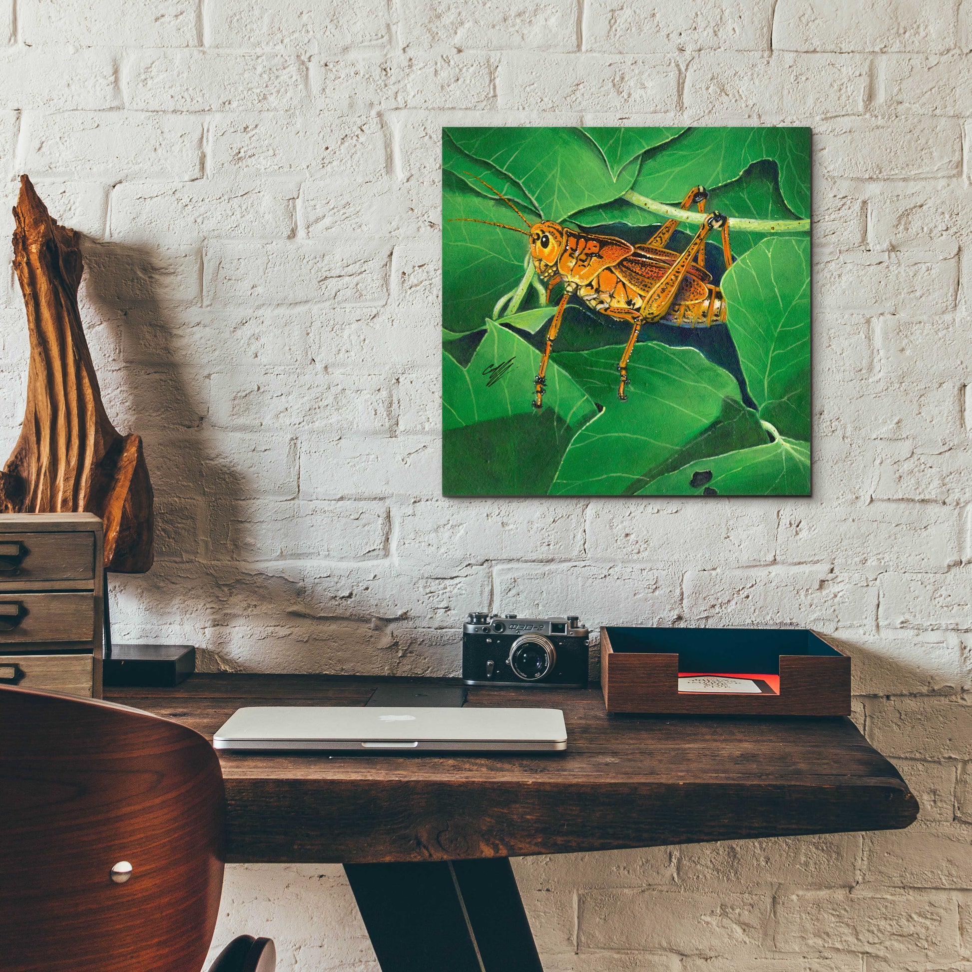 Epic Art 'Grasshopper' by Durwood Coffey, Acrylic Glass Wall Art,12x12