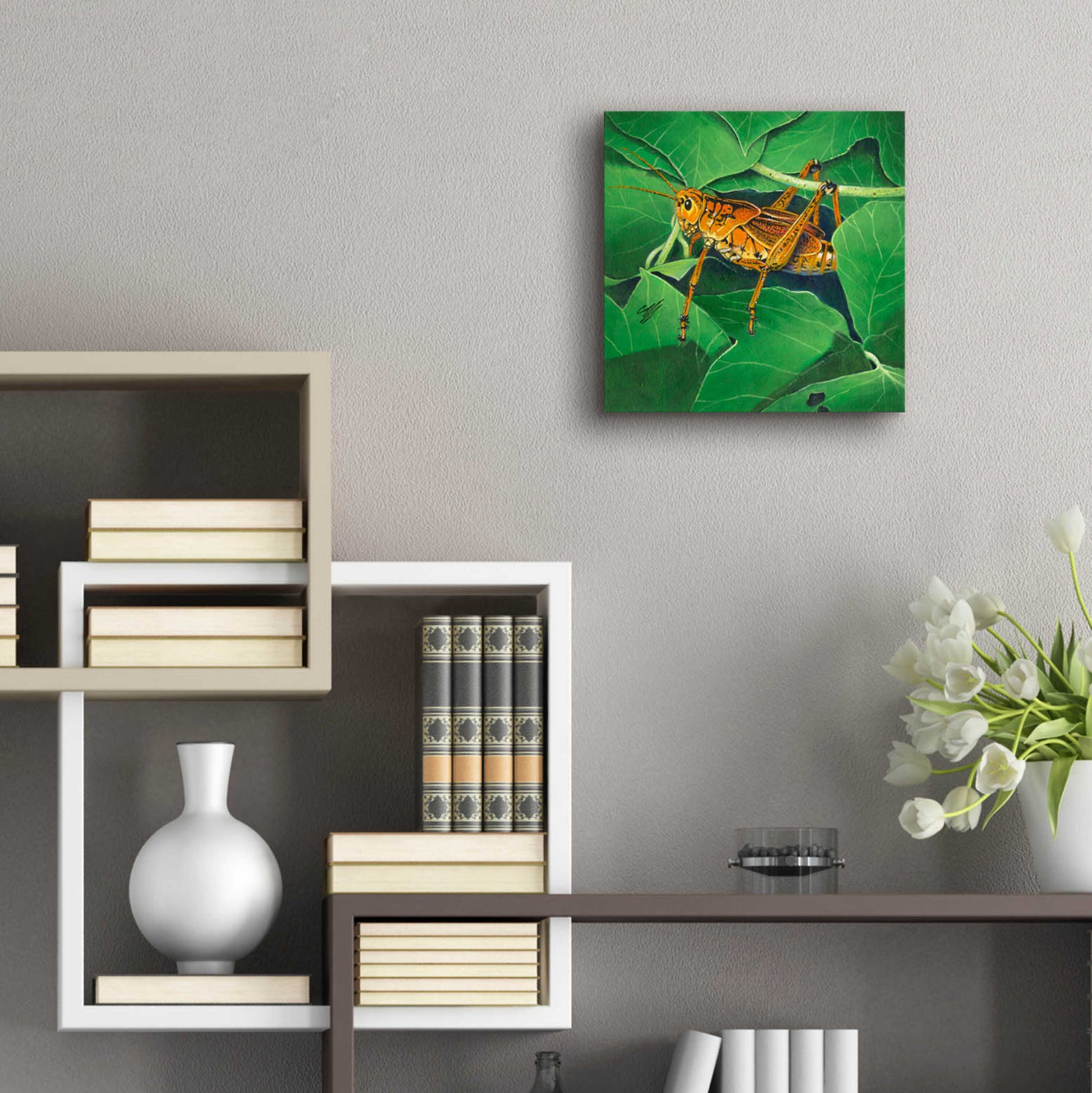 Epic Art 'Grasshopper' by Durwood Coffey, Acrylic Glass Wall Art,12x12