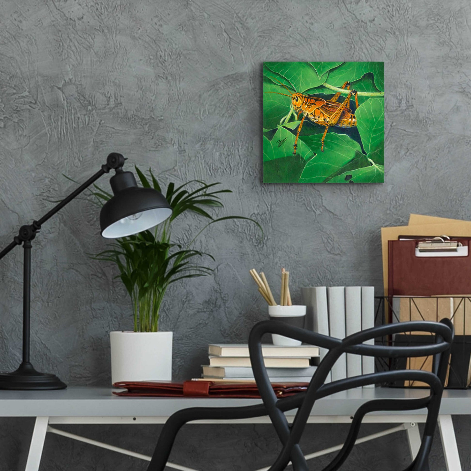 Epic Art 'Grasshopper' by Durwood Coffey, Acrylic Glass Wall Art,12x12