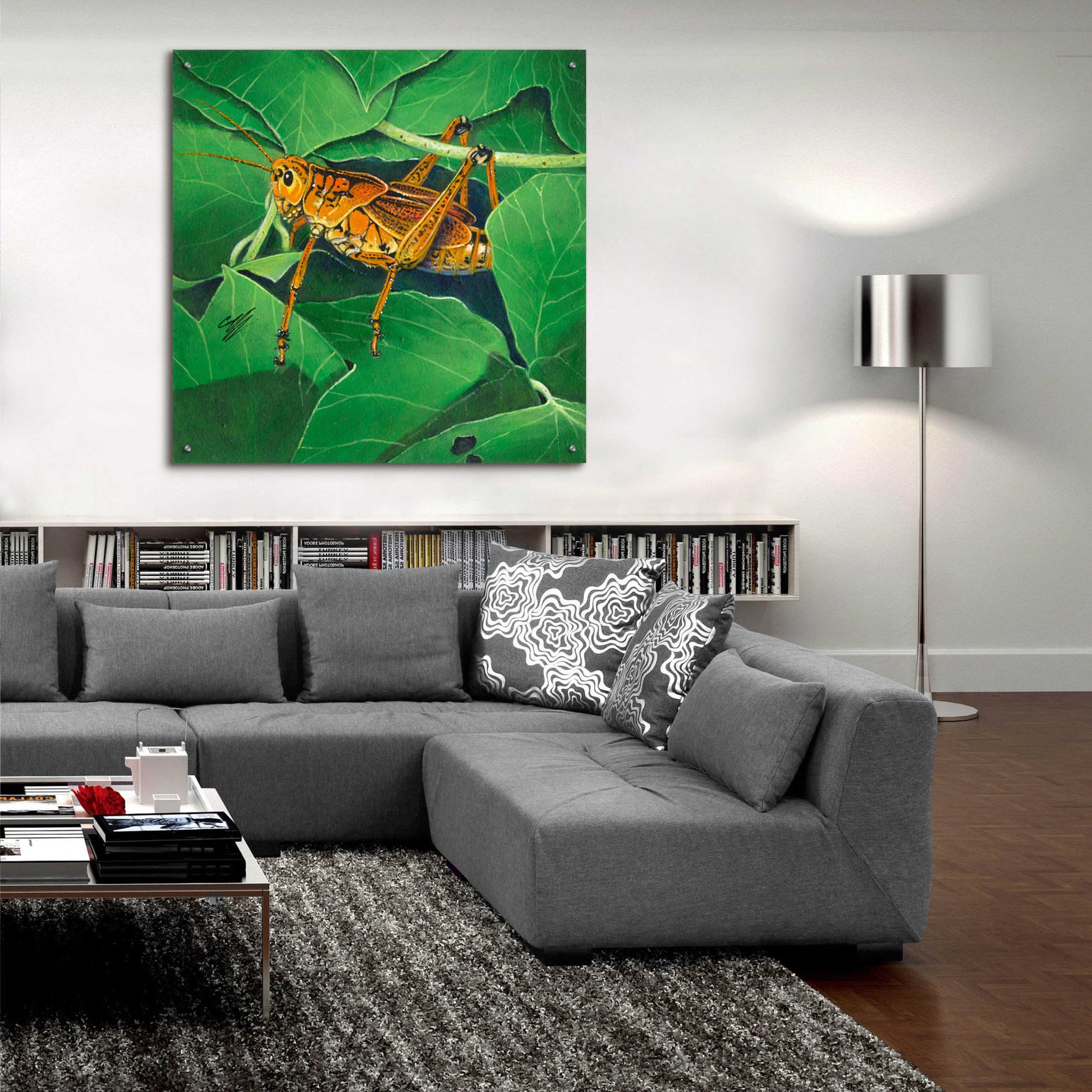 Epic Art 'Grasshopper' by Durwood Coffey, Acrylic Glass Wall Art,36x36