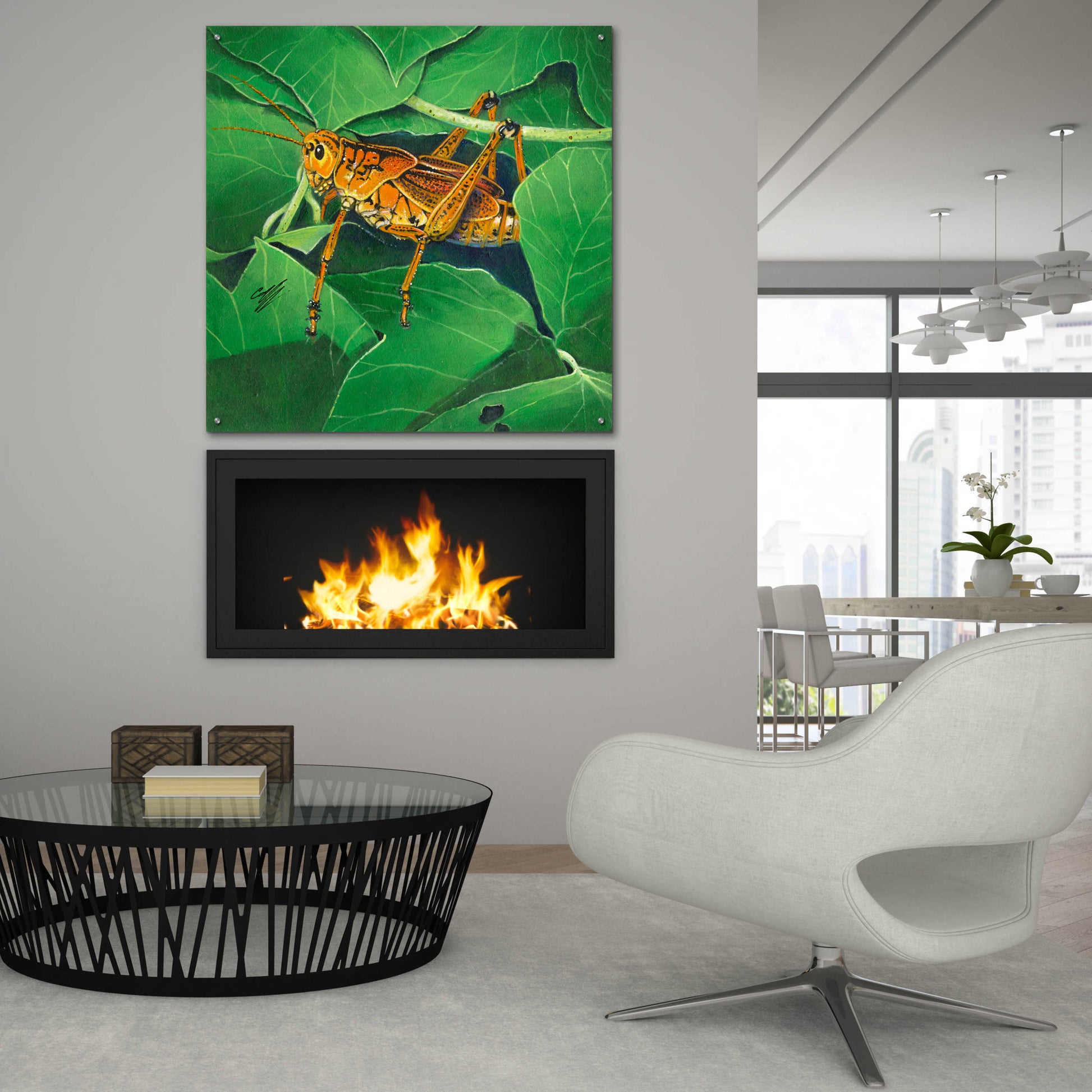 Epic Art 'Grasshopper' by Durwood Coffey, Acrylic Glass Wall Art,36x36