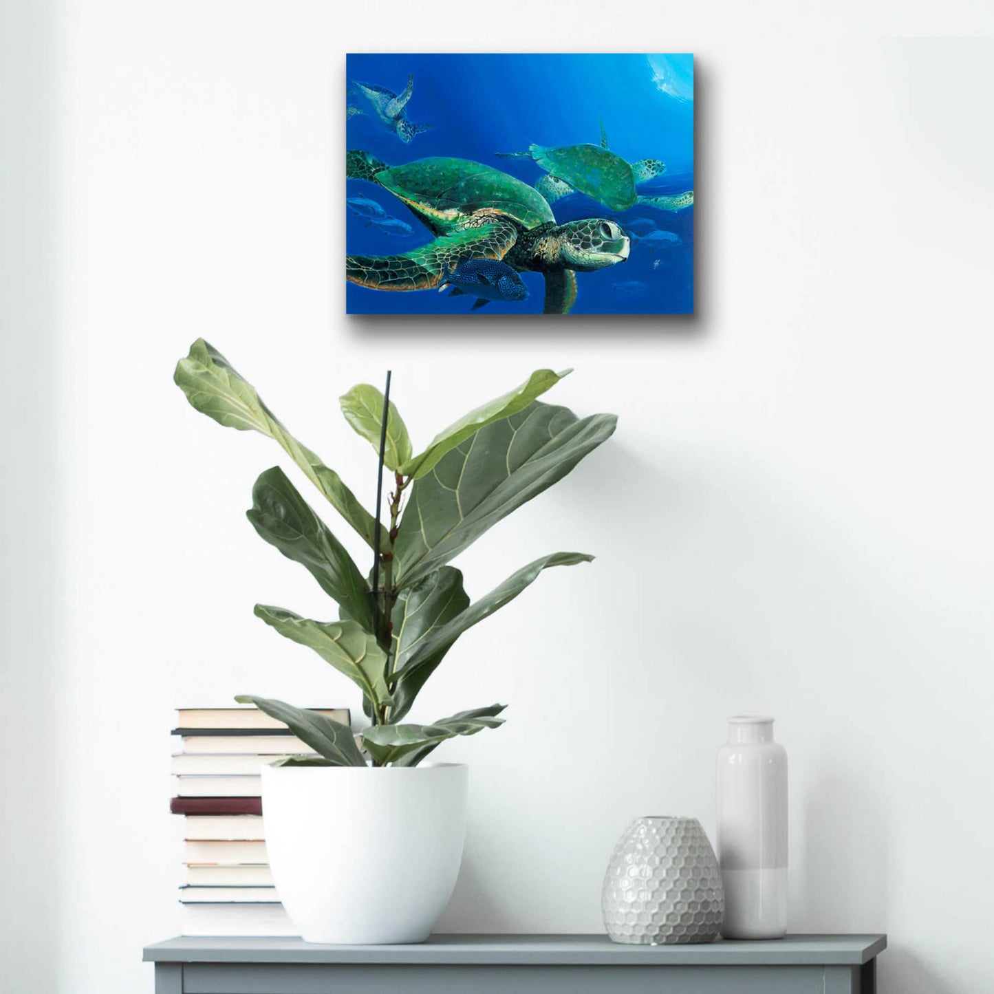 Epic Art 'Green Sea Turtles' by Durwood Coffey, Acrylic Glass Wall Art,16x12