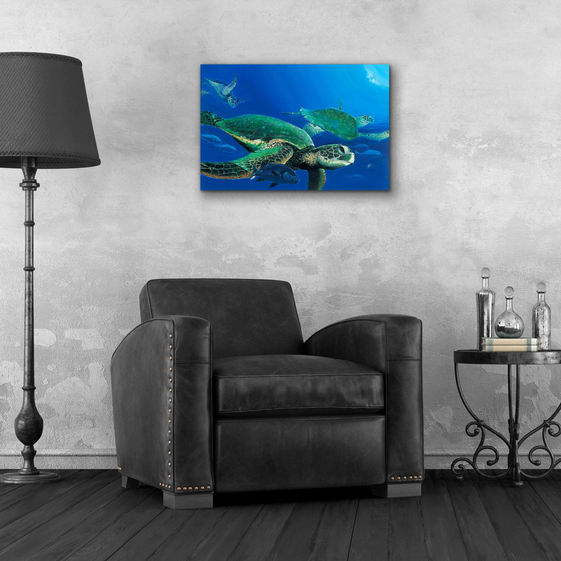 Epic Art 'Green Sea Turtles' by Durwood Coffey, Acrylic Glass Wall Art,24x16