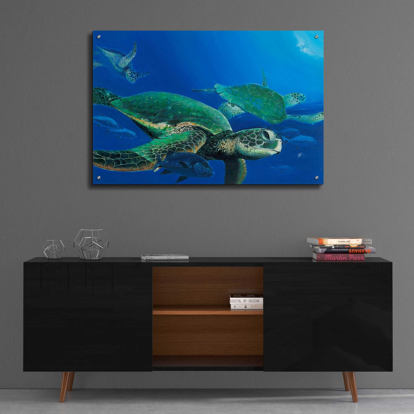 Epic Art 'Green Sea Turtles' by Durwood Coffey, Acrylic Glass Wall Art,36x24