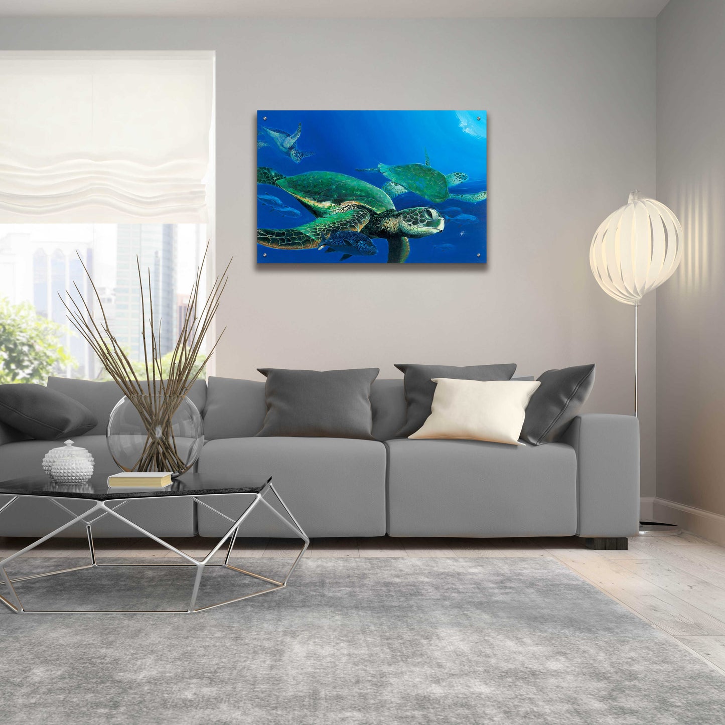 Epic Art 'Green Sea Turtles' by Durwood Coffey, Acrylic Glass Wall Art,36x24