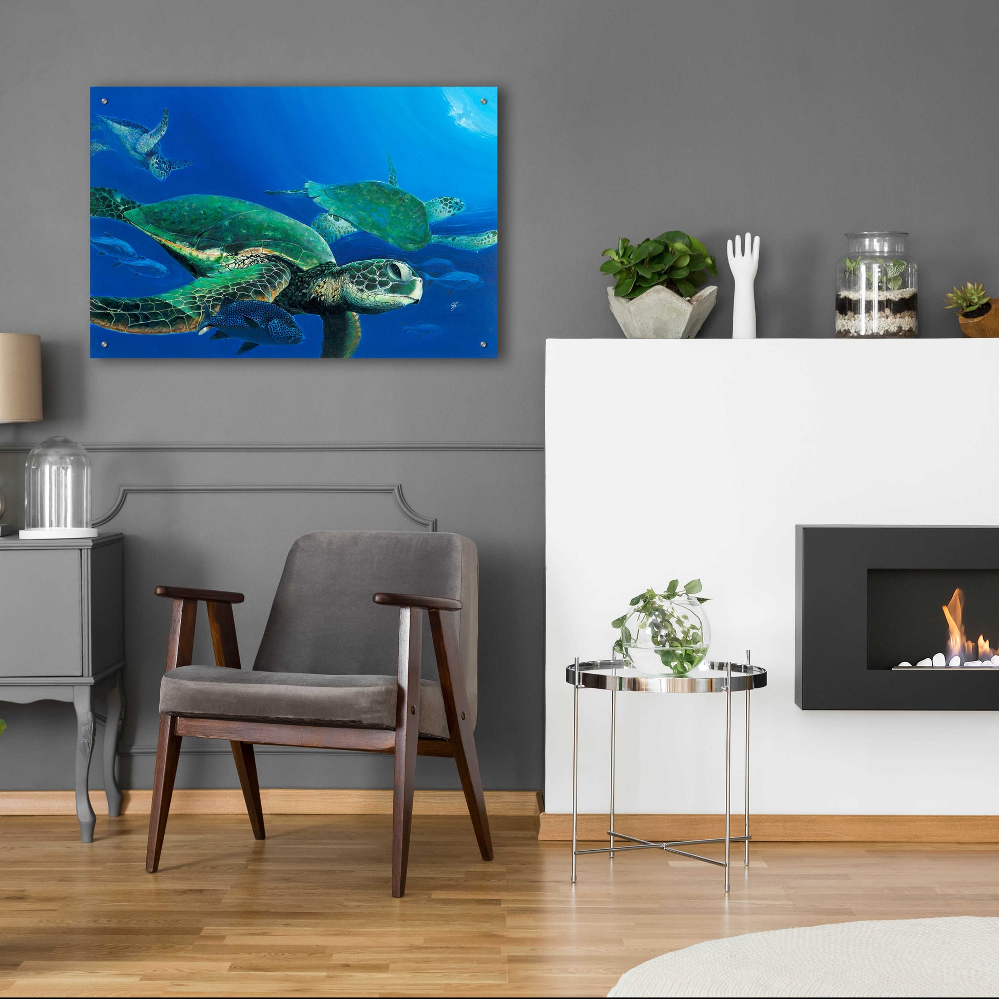 Epic Art 'Green Sea Turtles' by Durwood Coffey, Acrylic Glass Wall Art,36x24