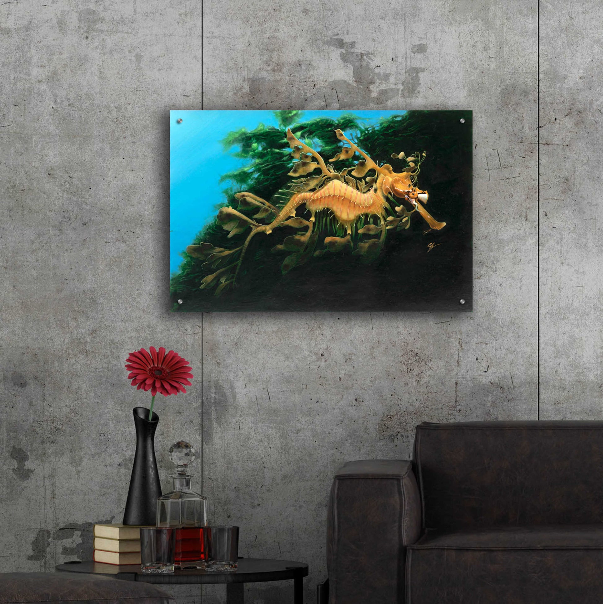 Epic Art 'Leafly Sea Dragon' by Durwood Coffey, Acrylic Glass Wall Art,36x24