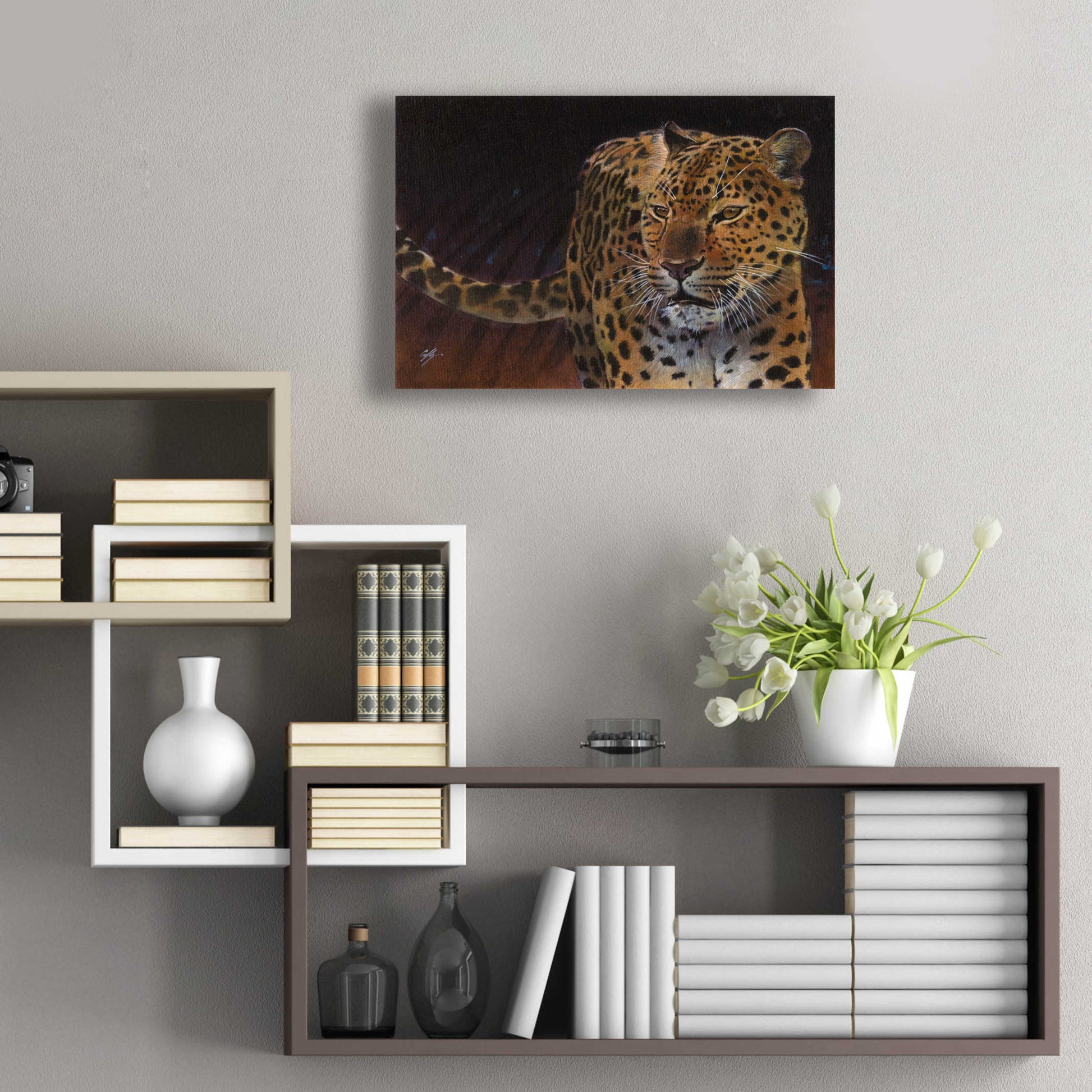 Epic Art 'Leopard' by Durwood Coffey, Acrylic Glass Wall Art,24x16