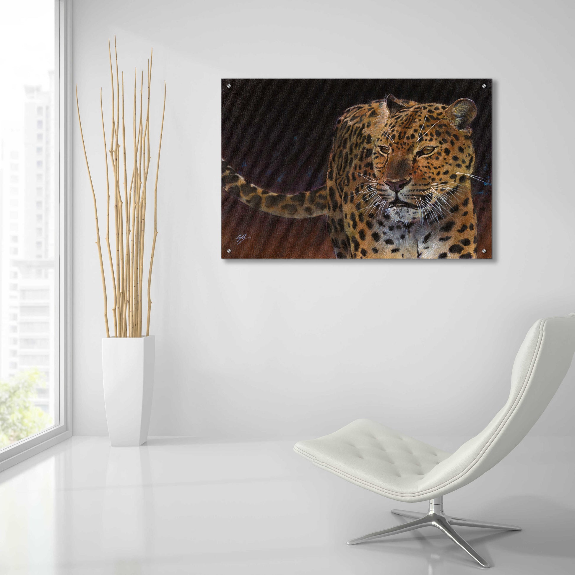 Epic Art 'Leopard' by Durwood Coffey, Acrylic Glass Wall Art,36x24