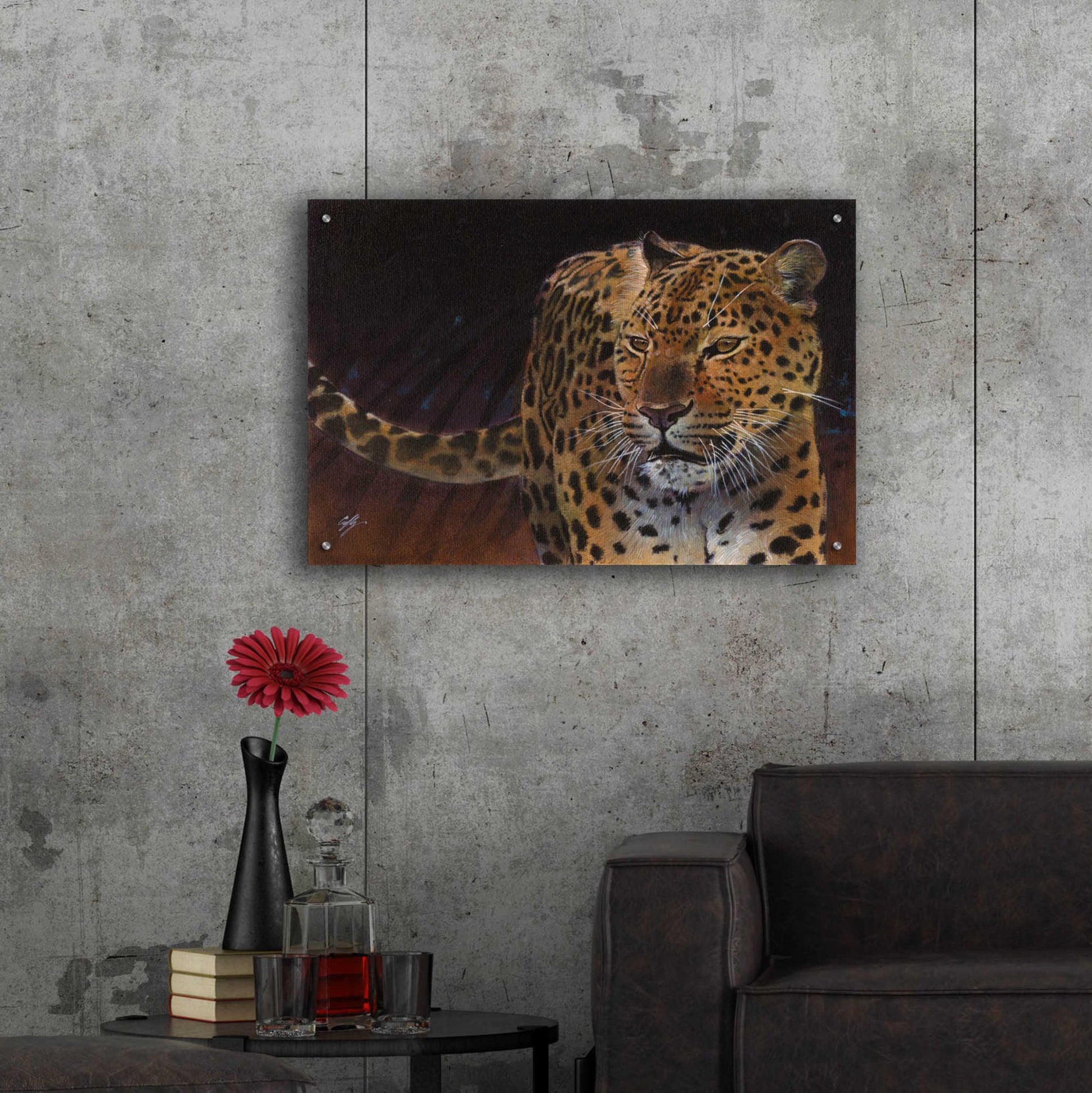 Epic Art 'Leopard' by Durwood Coffey, Acrylic Glass Wall Art,36x24