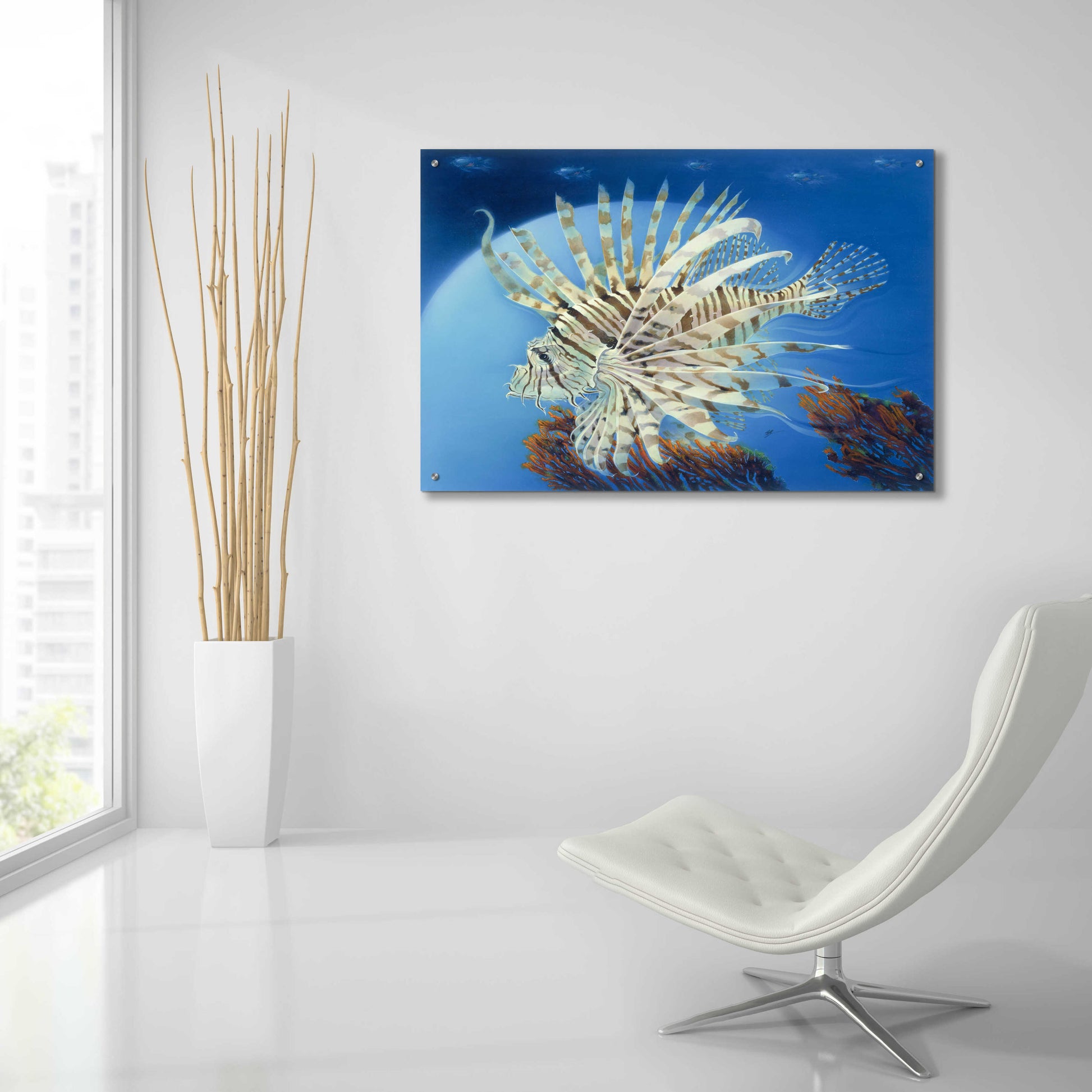 Epic Art 'Lion Fish' by Durwood Coffey, Acrylic Glass Wall Art,36x24