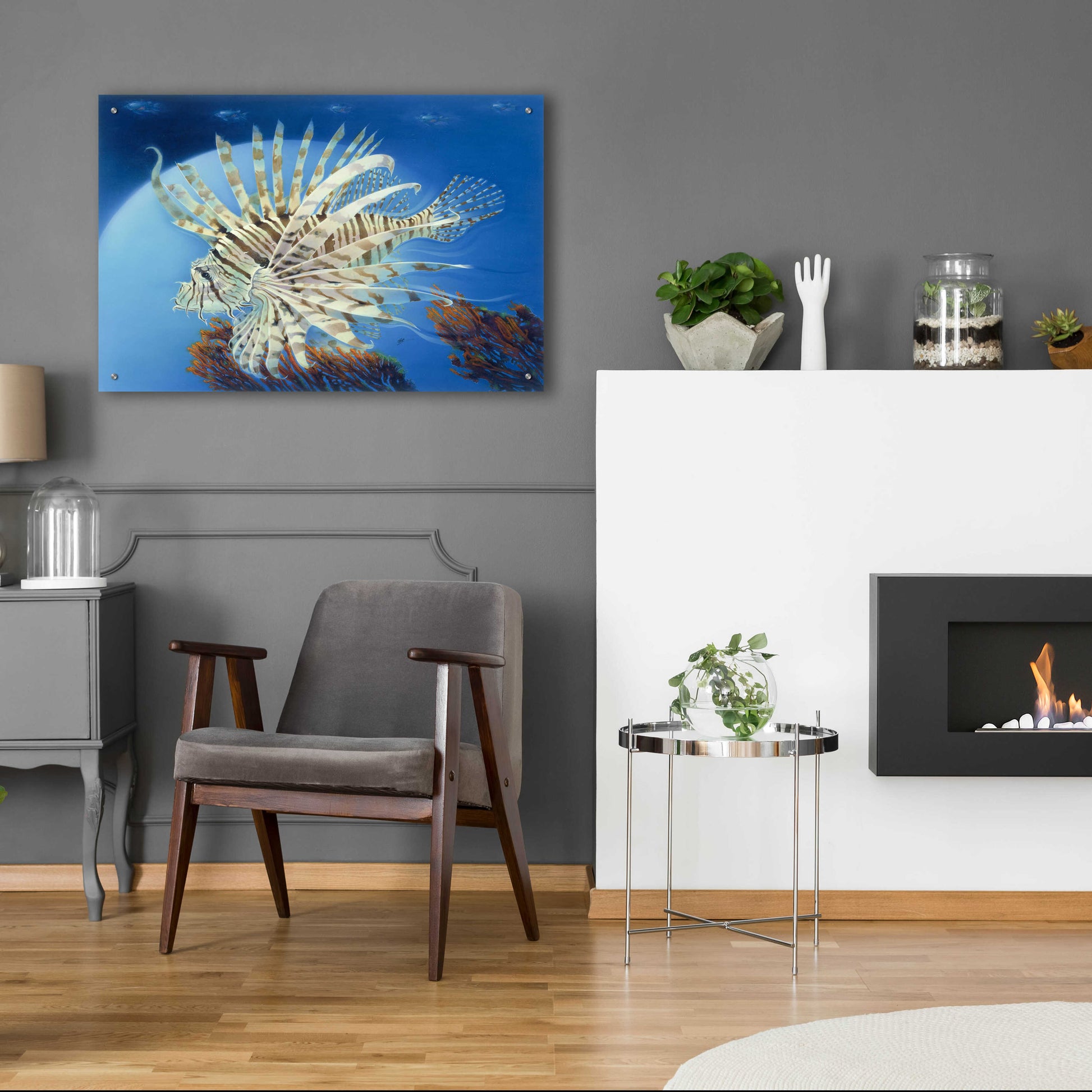 Epic Art 'Lion Fish' by Durwood Coffey, Acrylic Glass Wall Art,36x24