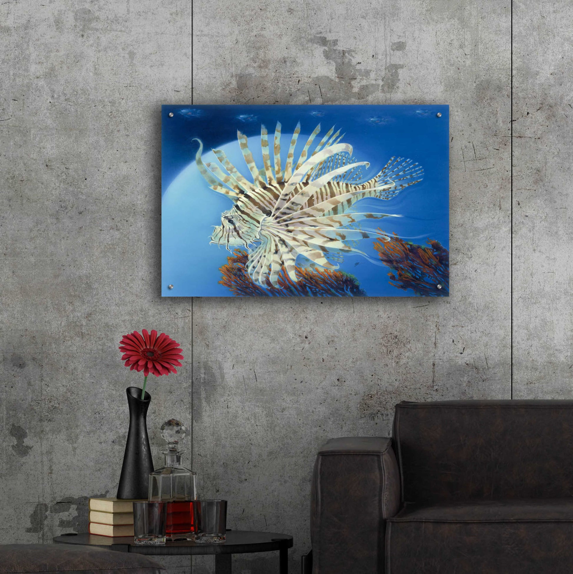 Epic Art 'Lion Fish' by Durwood Coffey, Acrylic Glass Wall Art,36x24