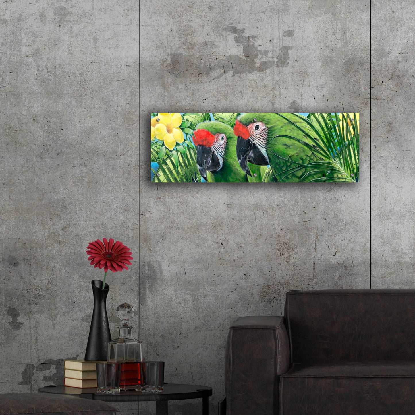 Epic Art 'Military Macaws' by Durwood Coffey, Acrylic Glass Wall Art,36x12