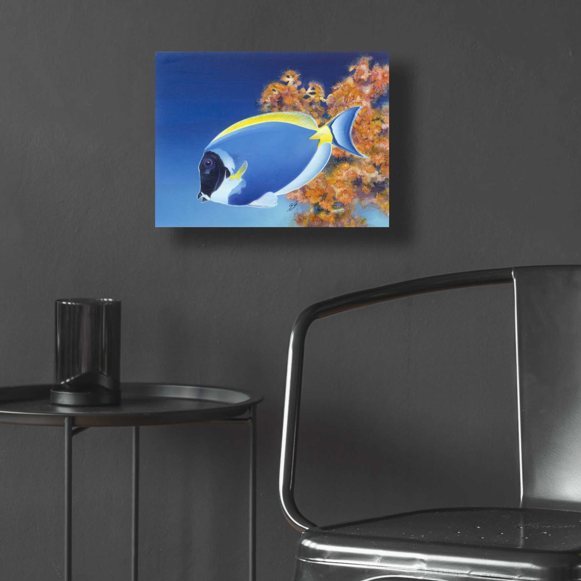 Epic Art 'Powder Blue Tang' by Durwood Coffey, Acrylic Glass Wall Art,16x12