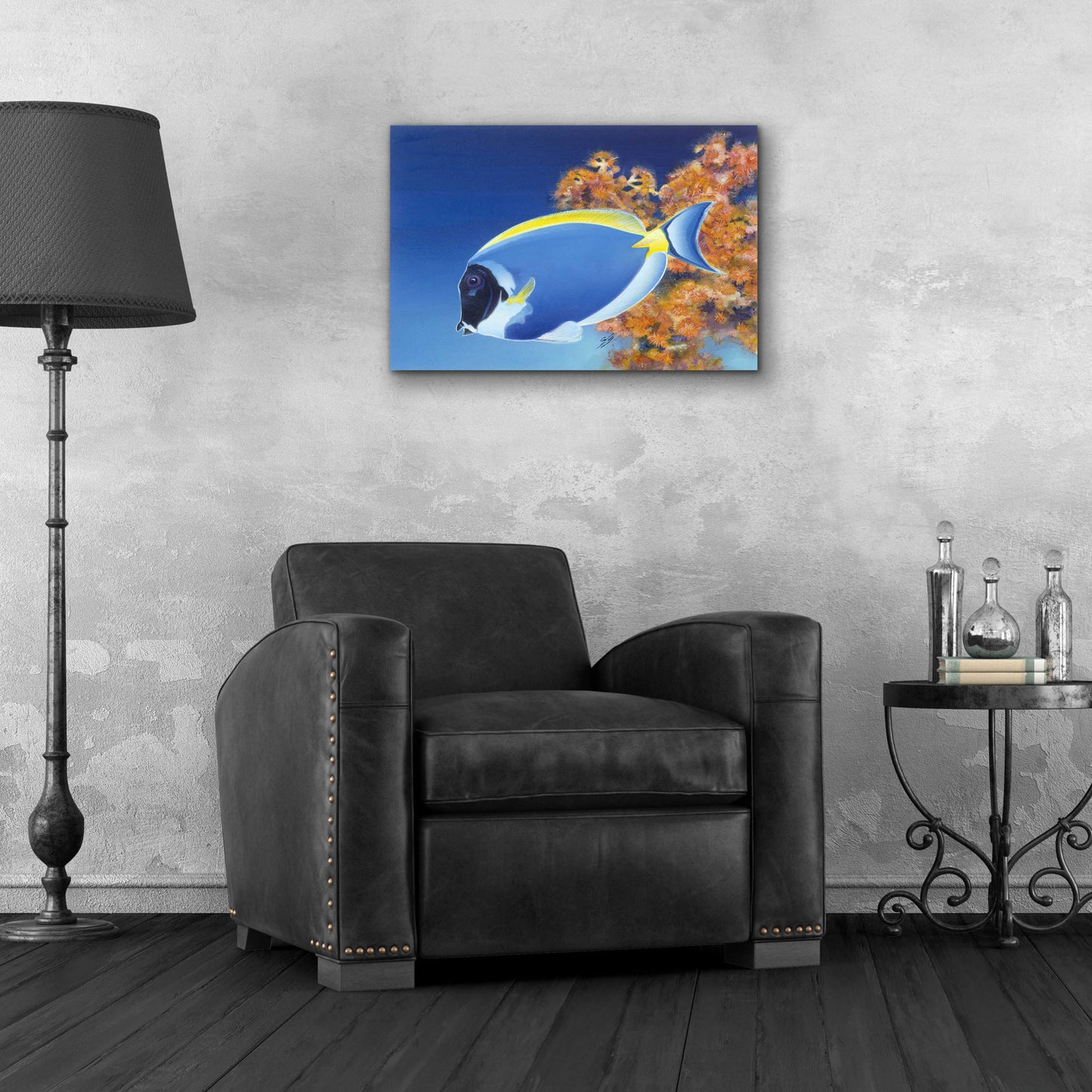 Epic Art 'Powder Blue Tang' by Durwood Coffey, Acrylic Glass Wall Art,24x16