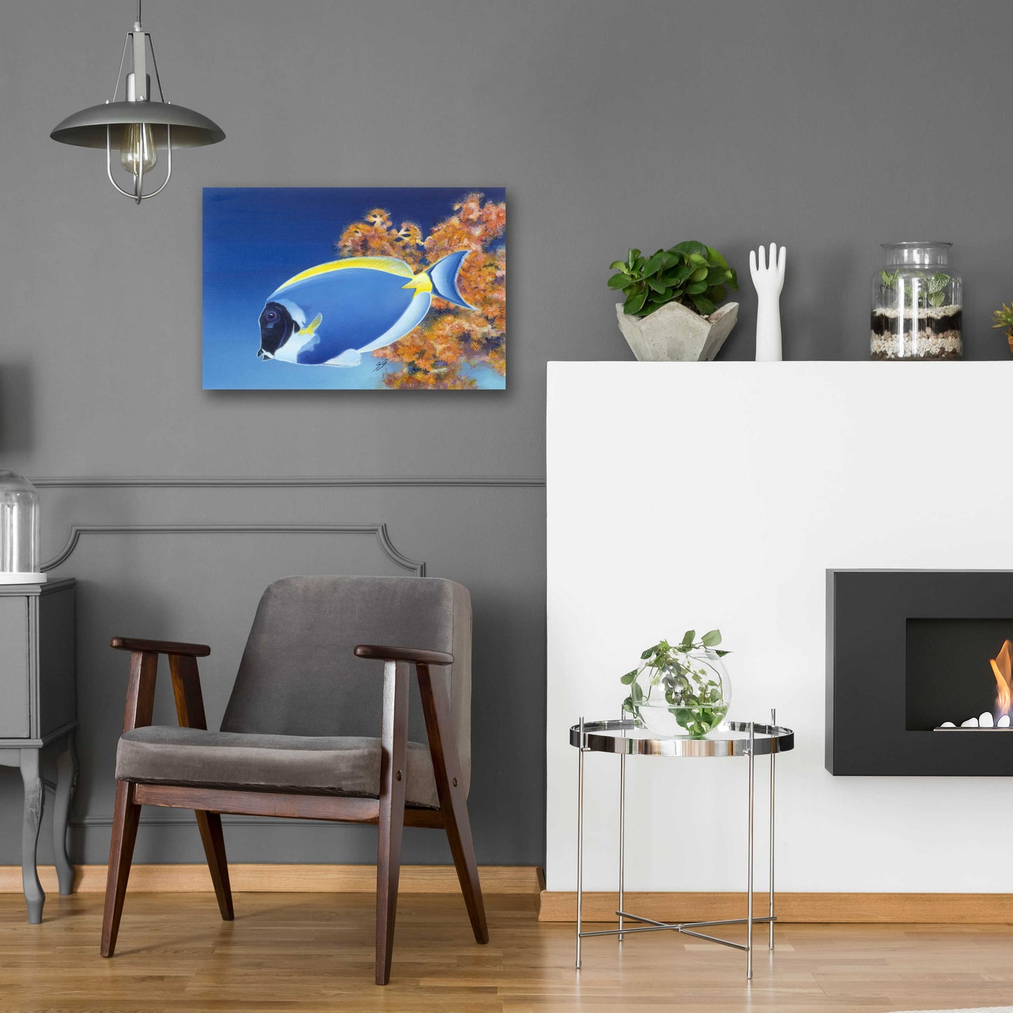 Epic Art 'Powder Blue Tang' by Durwood Coffey, Acrylic Glass Wall Art,24x16