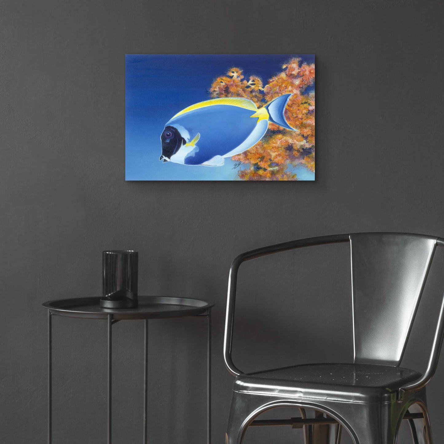 Epic Art 'Powder Blue Tang' by Durwood Coffey, Acrylic Glass Wall Art,24x16