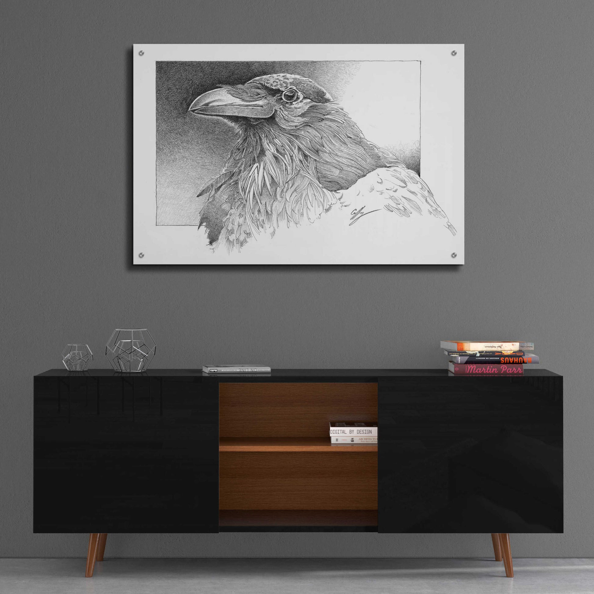 Epic Art 'Ravens Head' by Durwood Coffey, Acrylic Glass Wall Art,36x24