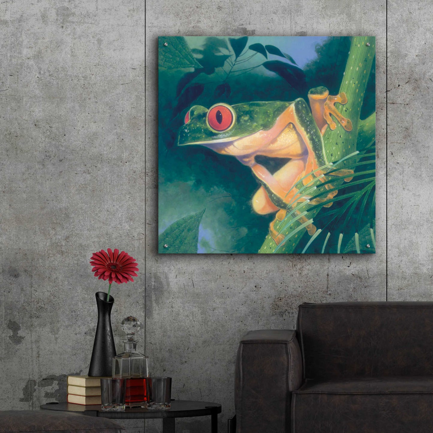 Epic Art 'Tree Frog' by Durwood Coffey, Acrylic Glass Wall Art,36x36