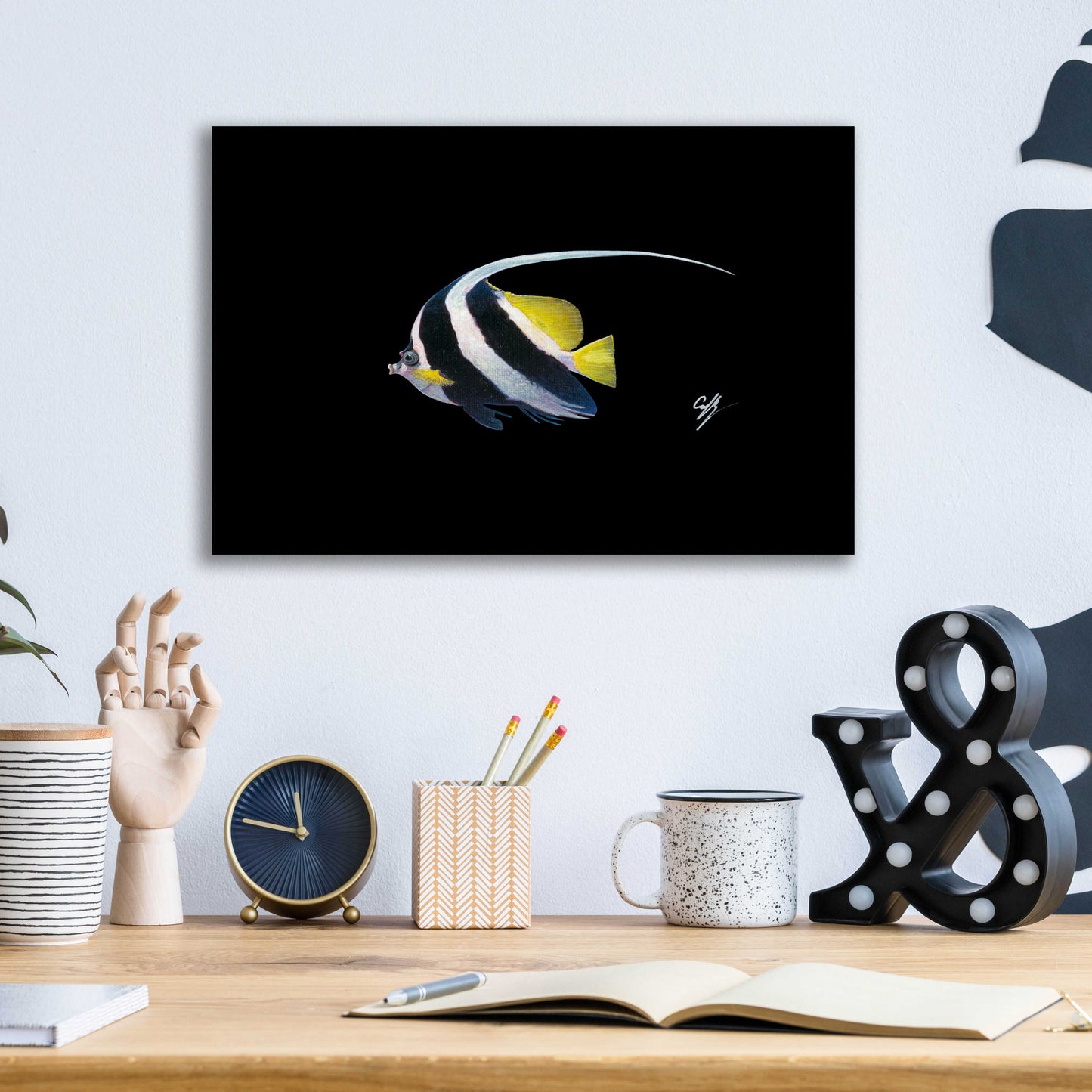 Epic Art 'Bannerfish' by Durwood Coffey, Acrylic Glass Wall Art,16x12