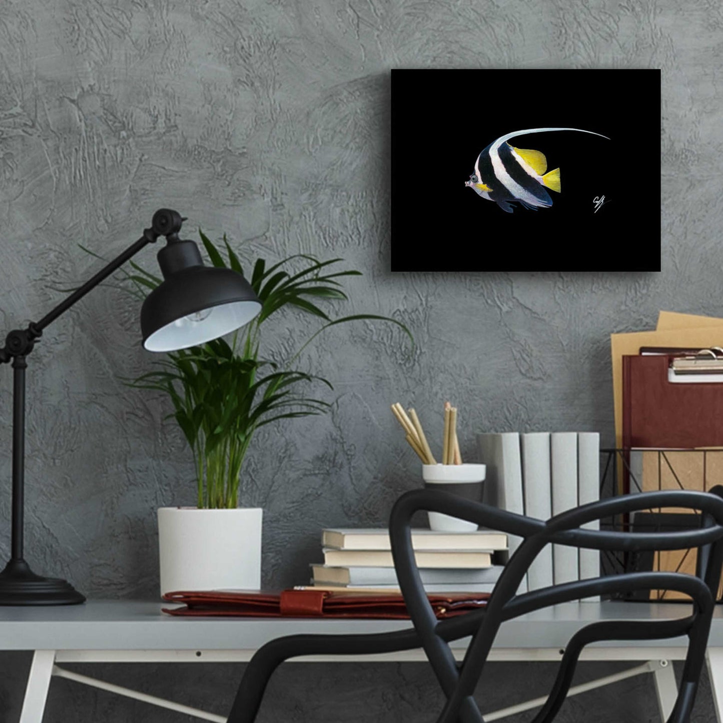 Epic Art 'Bannerfish' by Durwood Coffey, Acrylic Glass Wall Art,16x12