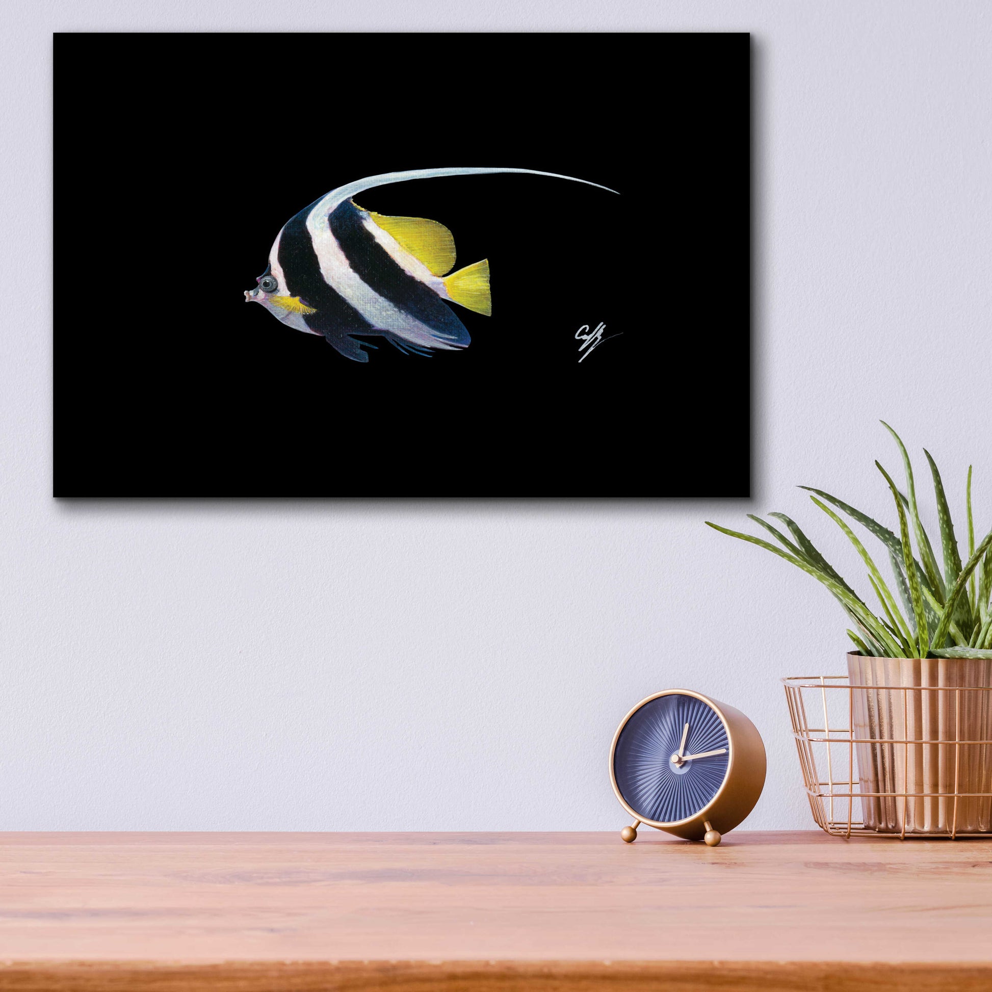 Epic Art 'Bannerfish' by Durwood Coffey, Acrylic Glass Wall Art,16x12