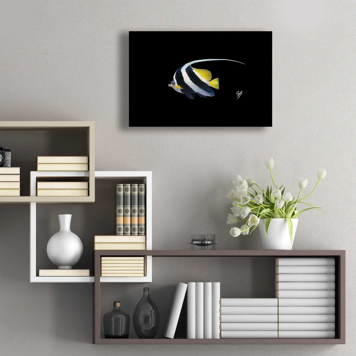 Epic Art 'Bannerfish' by Durwood Coffey, Acrylic Glass Wall Art,24x16