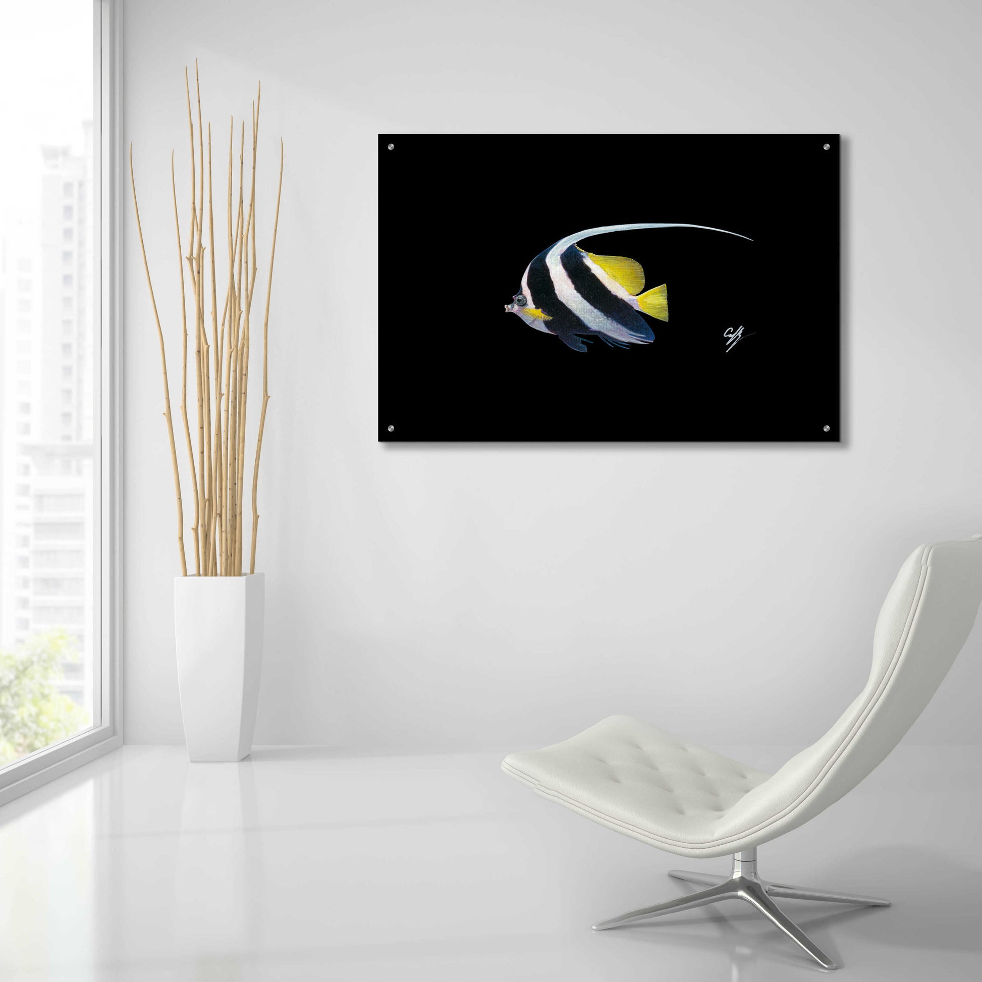 Epic Art 'Bannerfish' by Durwood Coffey, Acrylic Glass Wall Art,36x24