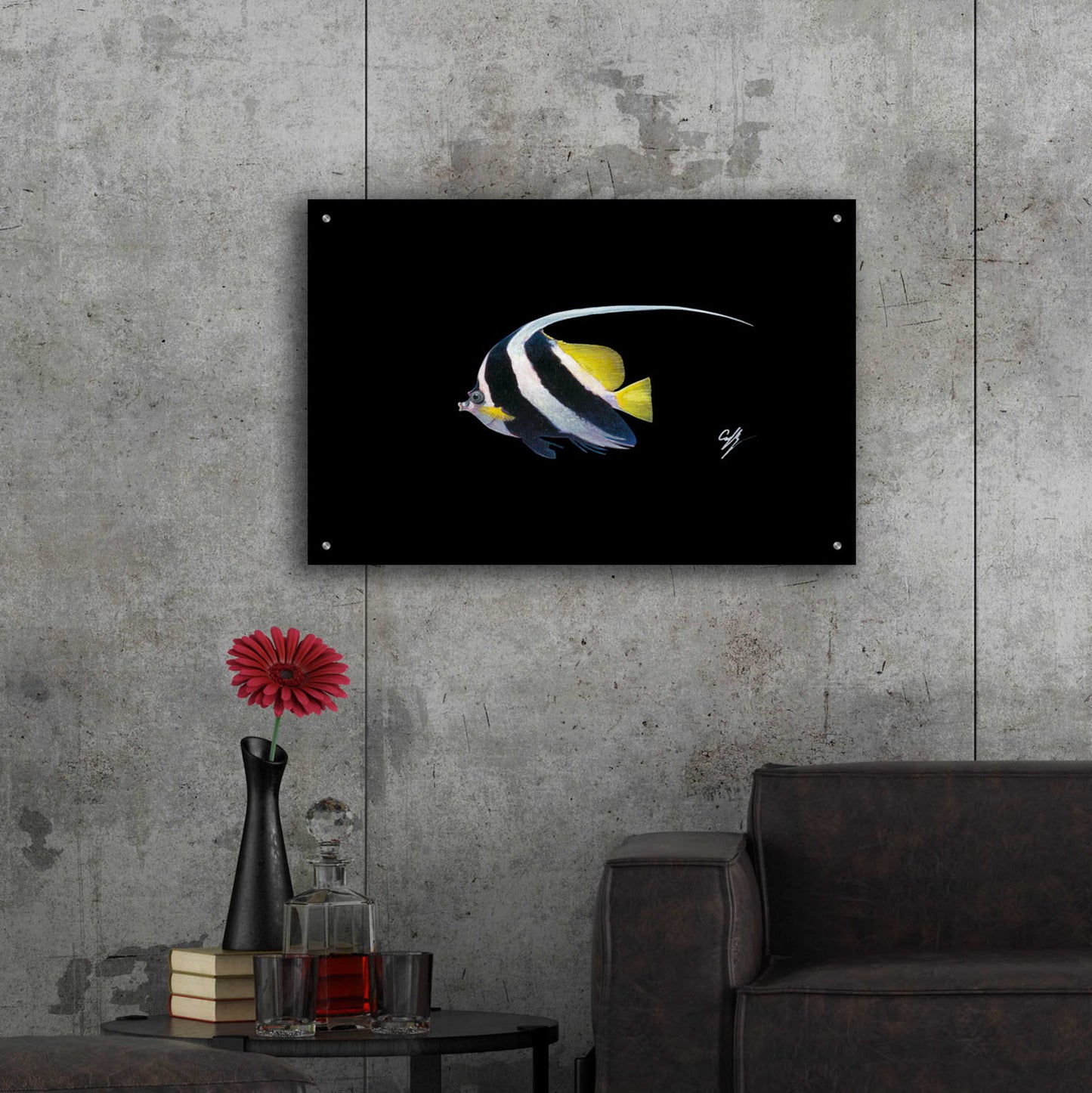 Epic Art 'Bannerfish' by Durwood Coffey, Acrylic Glass Wall Art,36x24