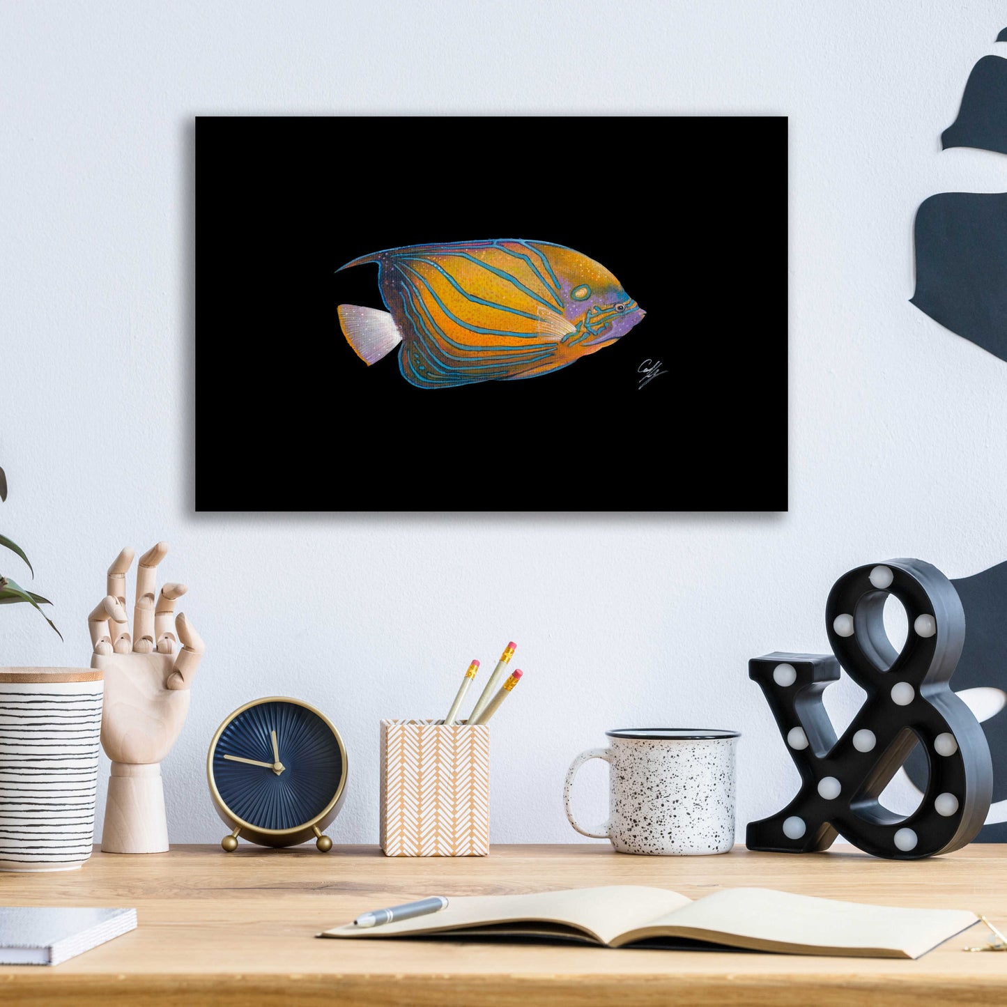 Epic Art 'Blue Ring Angelfish' by Durwood Coffey, Acrylic Glass Wall Art,16x12