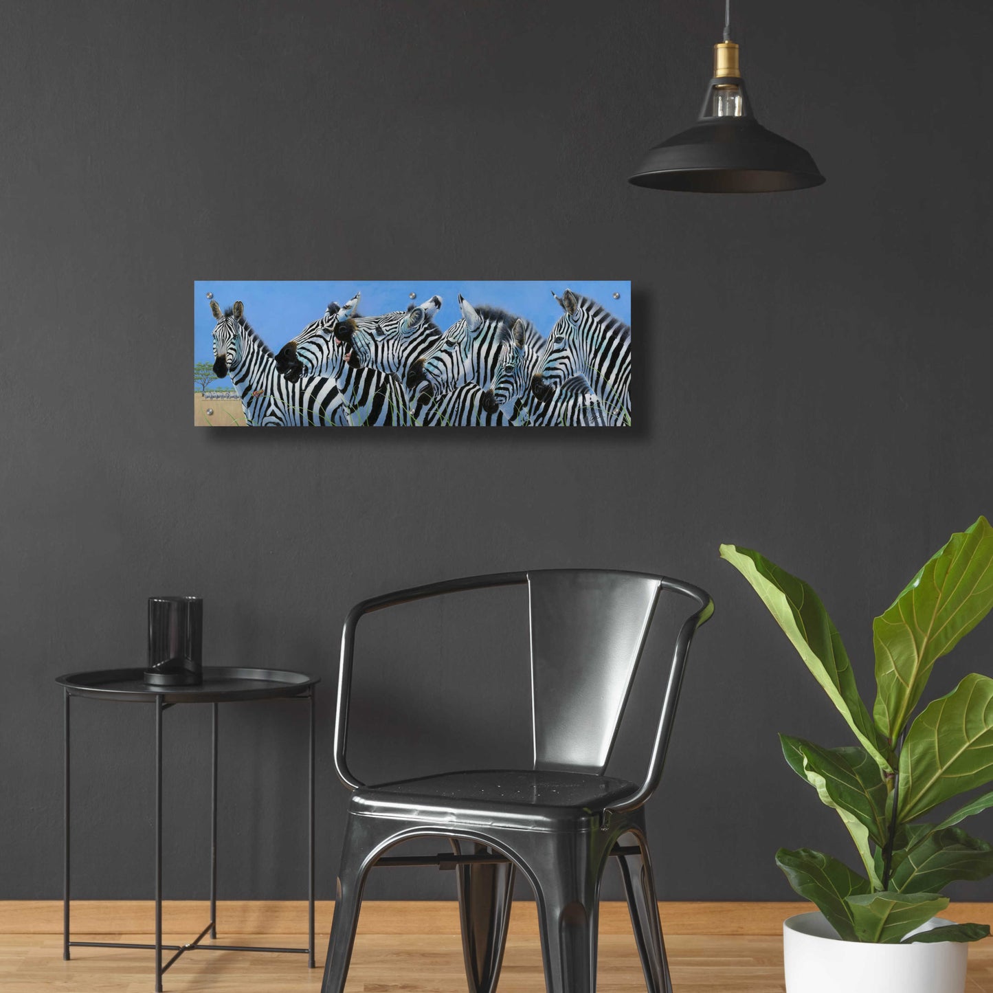 Epic Art 'Serengeti Serenade Zebras' by Durwood Coffey, Acrylic Glass Wall Art,36x12