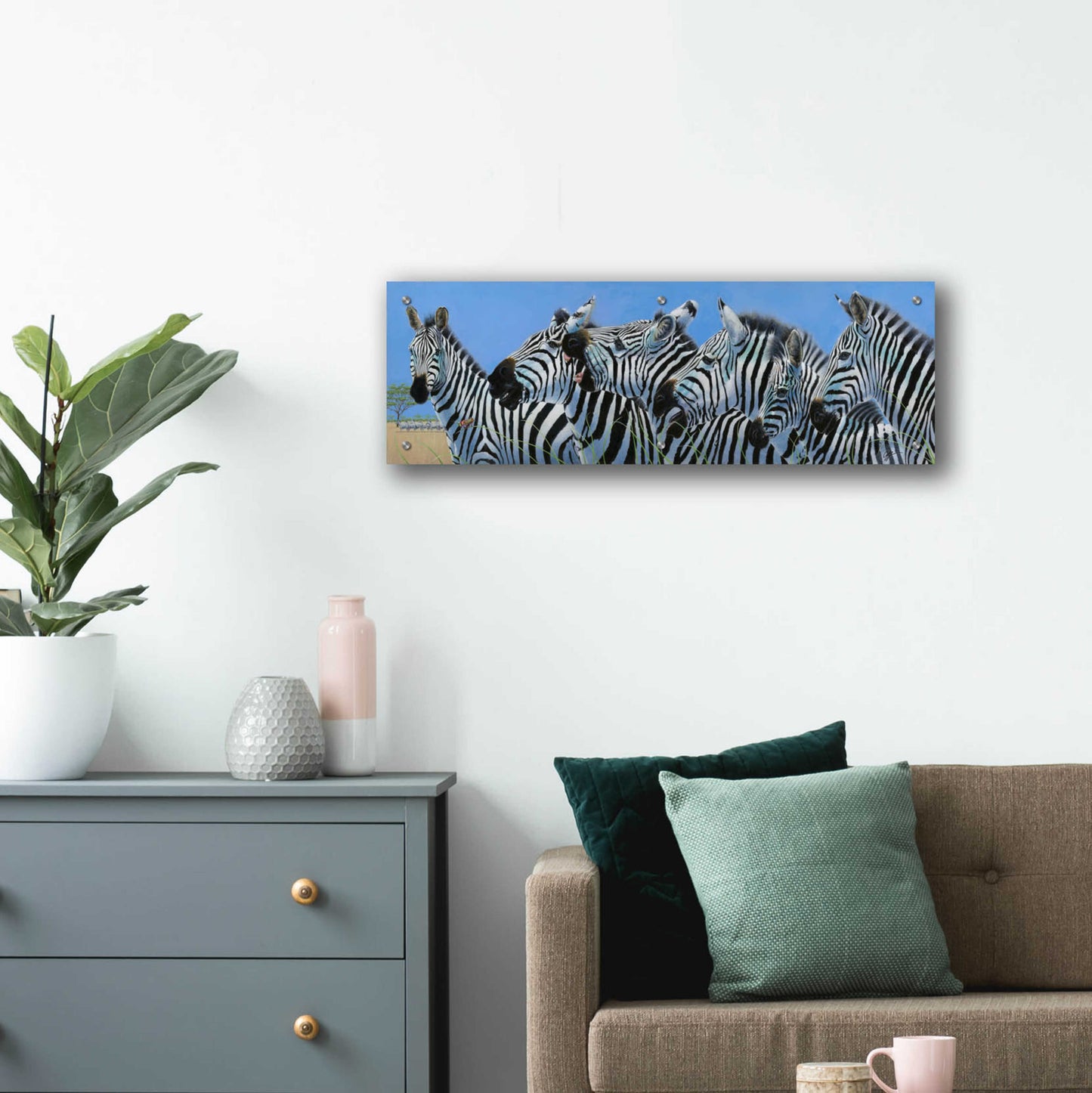 Epic Art 'Serengeti Serenade Zebras' by Durwood Coffey, Acrylic Glass Wall Art,36x12