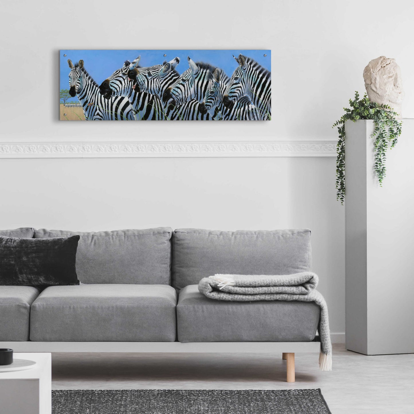 Epic Art 'Serengeti Serenade Zebras' by Durwood Coffey, Acrylic Glass Wall Art,48x16