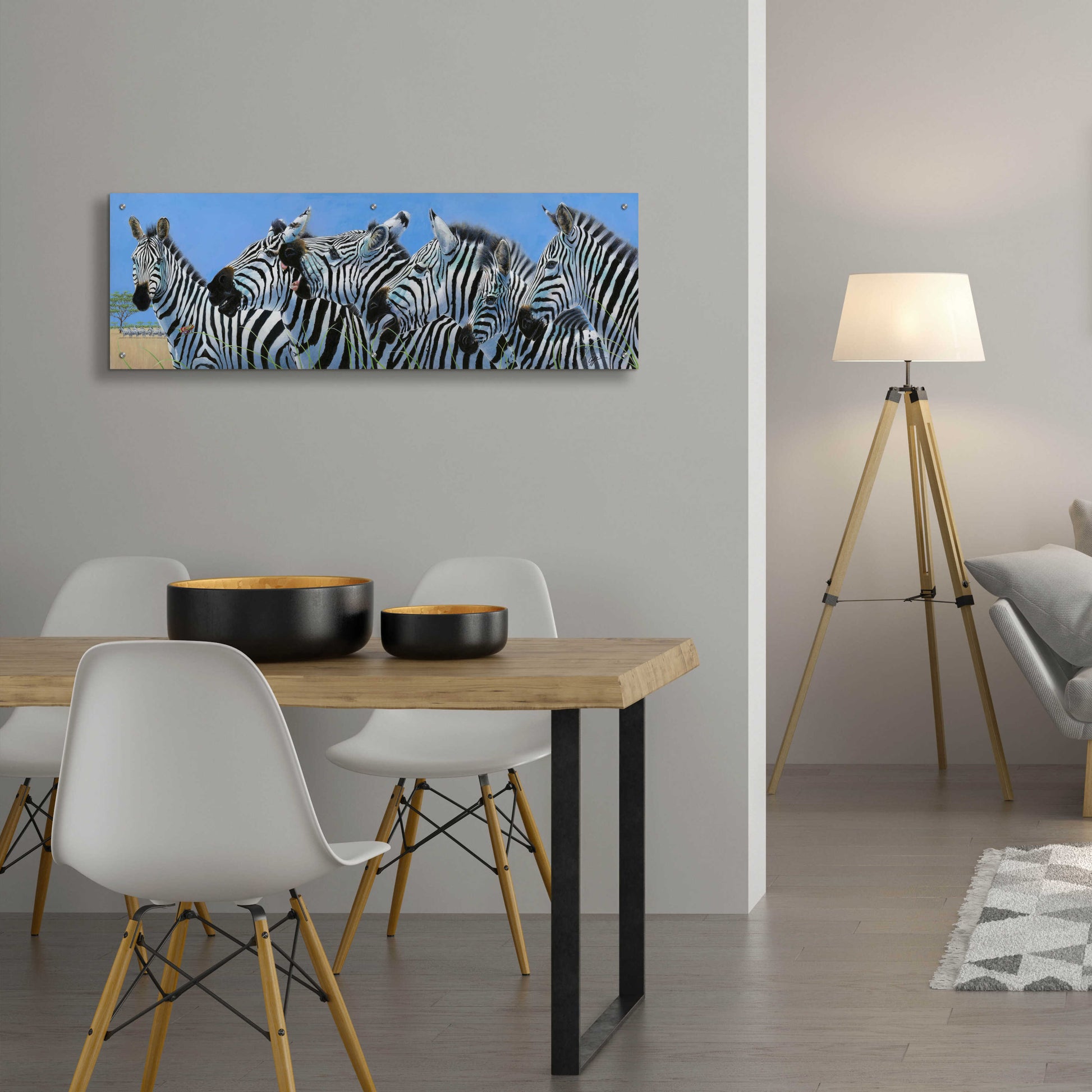 Epic Art 'Serengeti Serenade Zebras' by Durwood Coffey, Acrylic Glass Wall Art,48x16