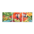 Epic Art 'Scarlet Macaws' by Durwood Coffey, Acrylic Glass Wall Art, 3 Piece Set