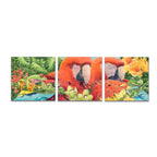 Epic Art 'Scarlet Macaws' by Durwood Coffey, Acrylic Glass Wall Art, 3 Piece Set
