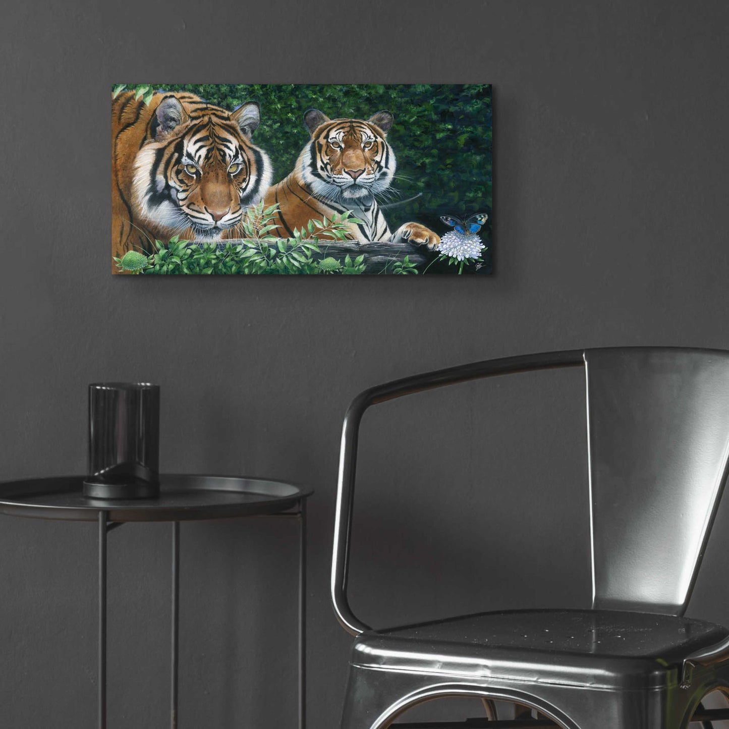 Epic Art 'Sumatran Tigers' by Durwood Coffey, Acrylic Glass Wall Art,24x12