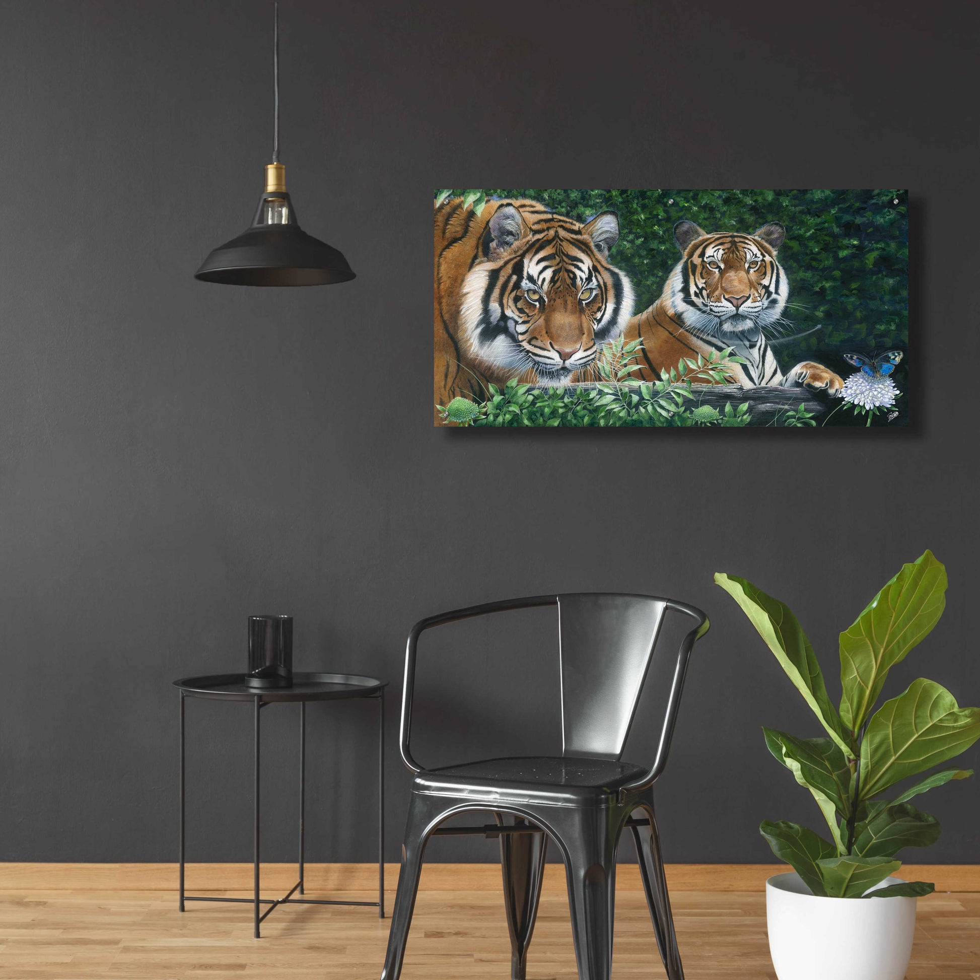 Epic Art 'Sumatran Tigers' by Durwood Coffey, Acrylic Glass Wall Art,48x24