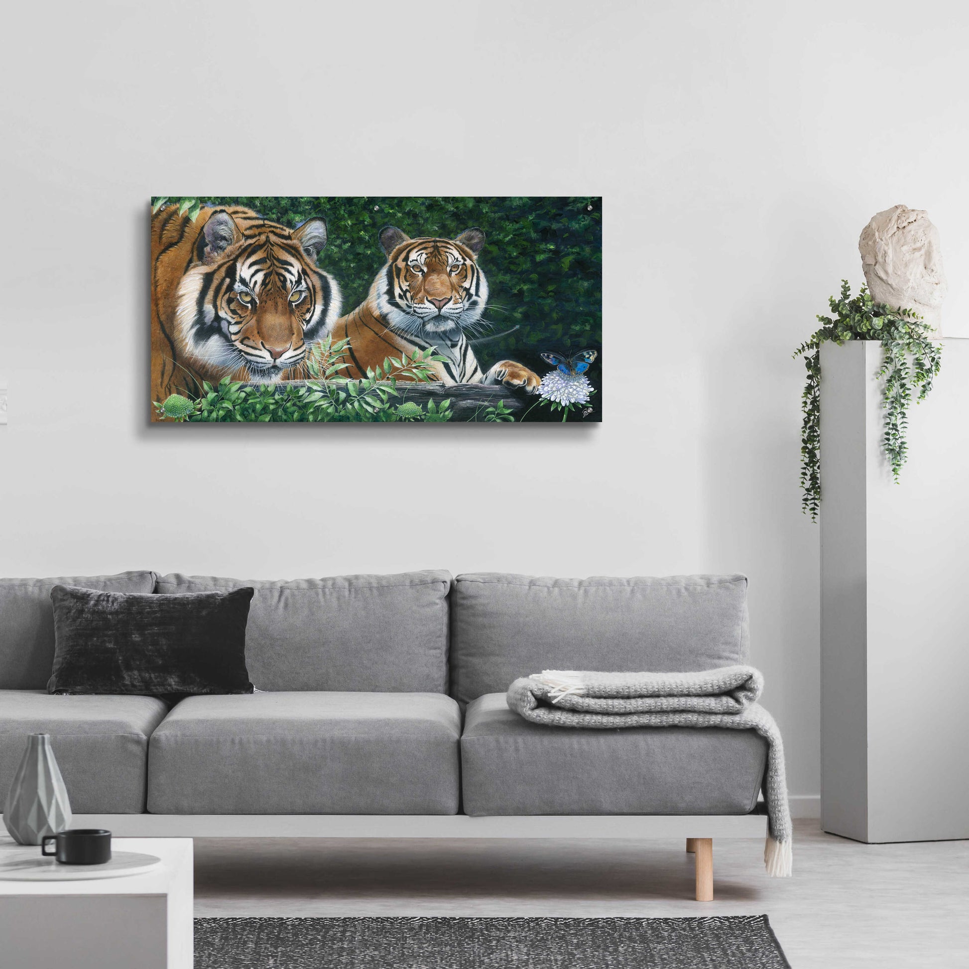 Epic Art 'Sumatran Tigers' by Durwood Coffey, Acrylic Glass Wall Art,48x24