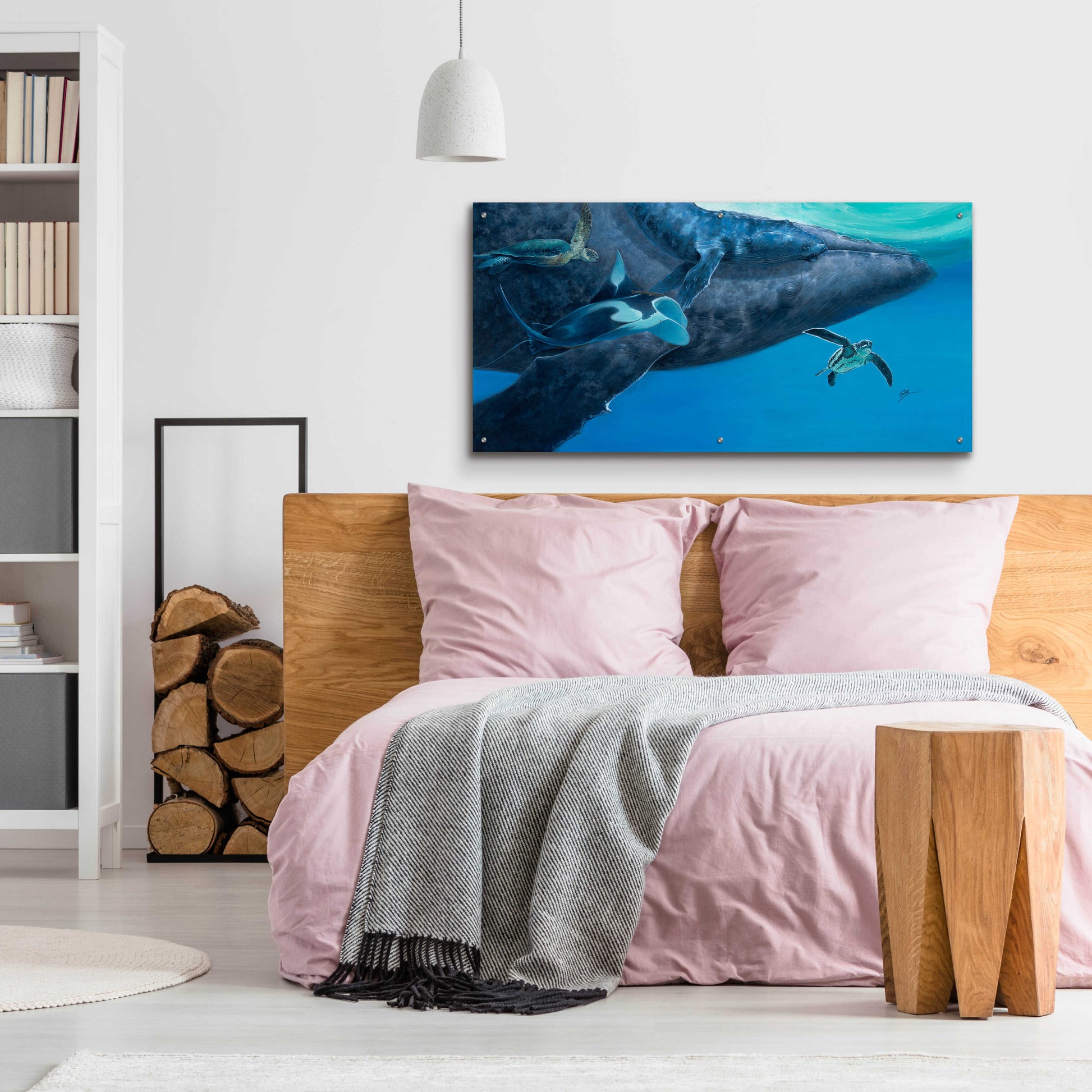 Epic Art 'Swimming with Giants' by Durwood Coffey, Acrylic Glass Wall Art,48x24