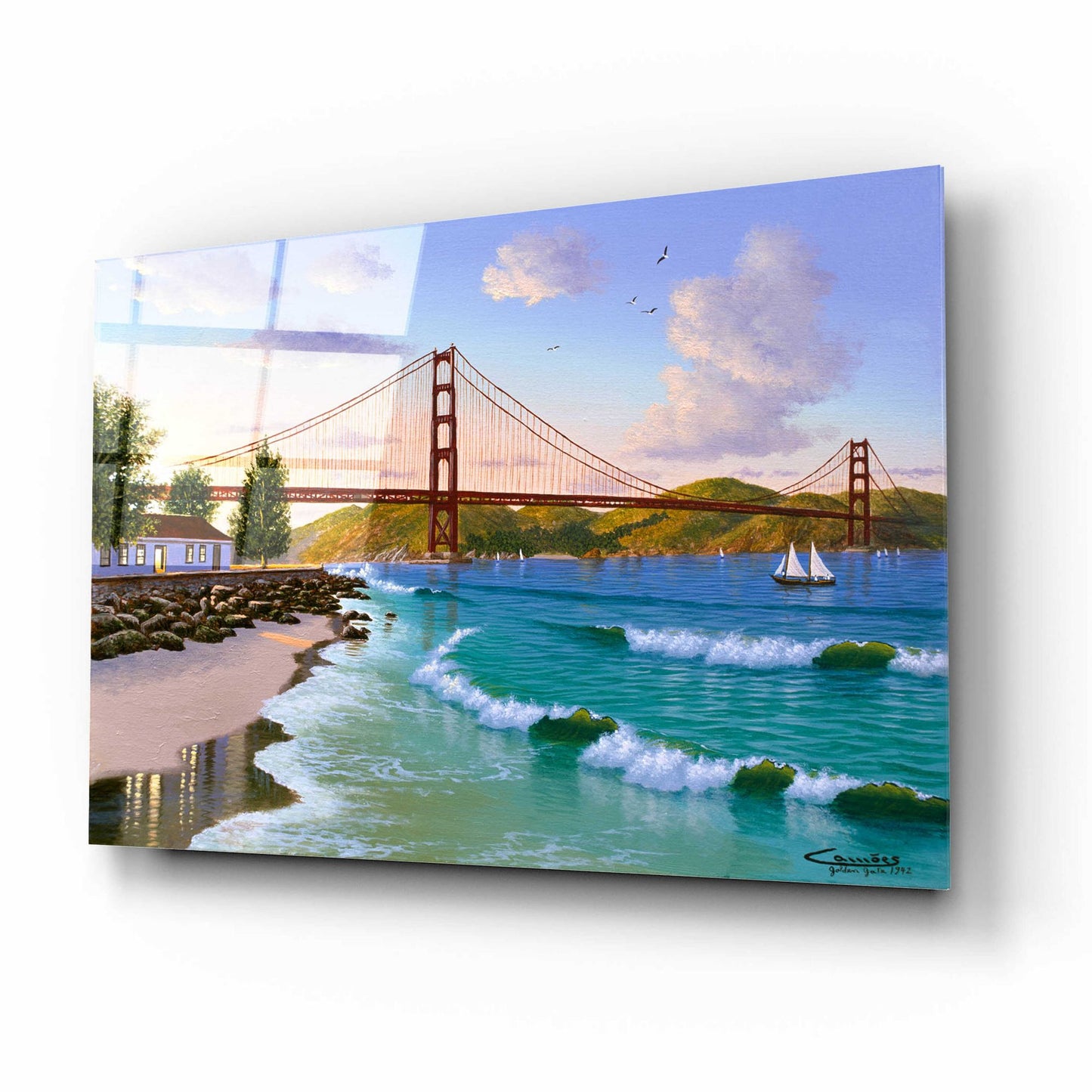 Epic Art 'Golden Gate 1940' by Eduardo Camoes, Acrylic Glass Wall Art,16x12