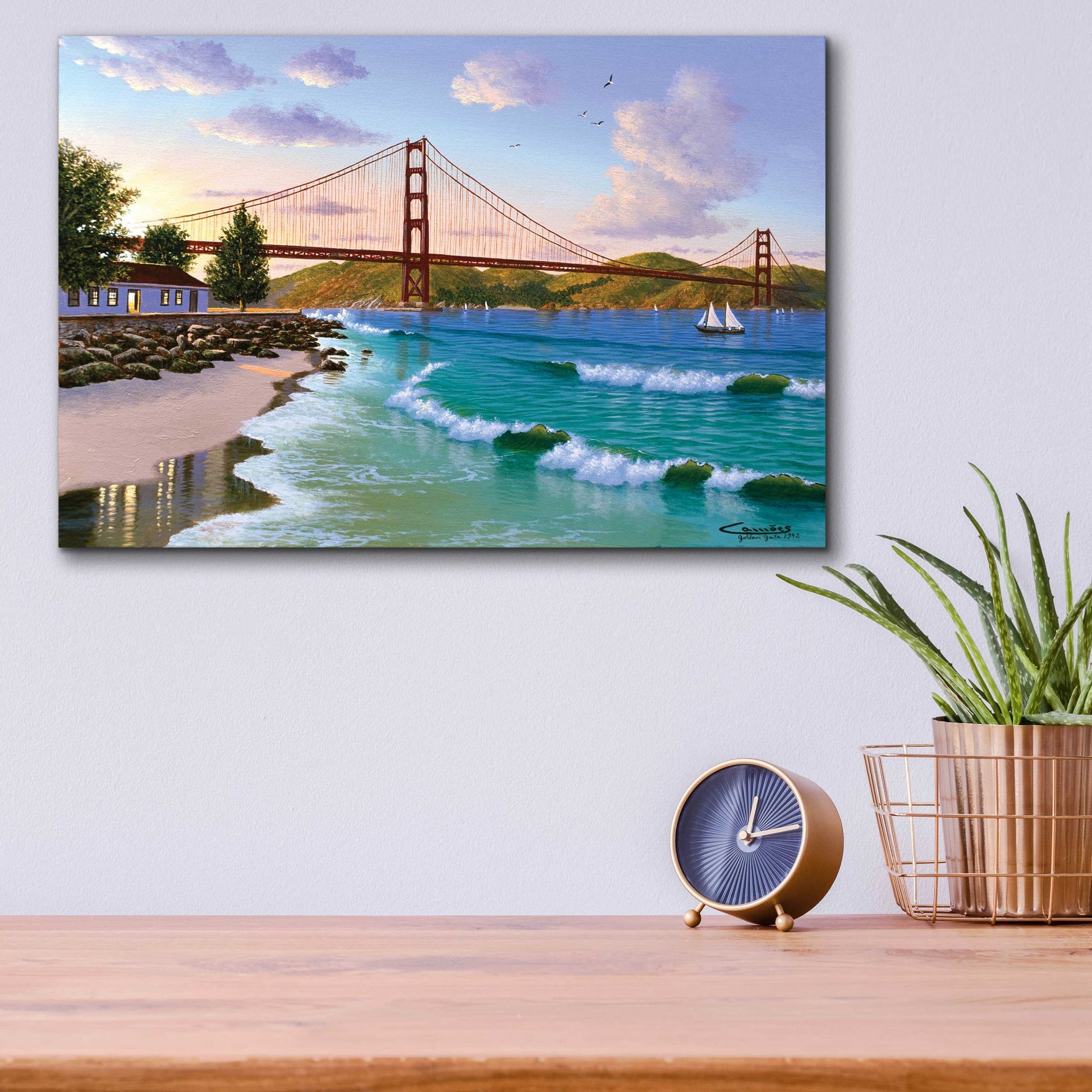 Epic Art 'Golden Gate 1940' by Eduardo Camoes, Acrylic Glass Wall Art,16x12