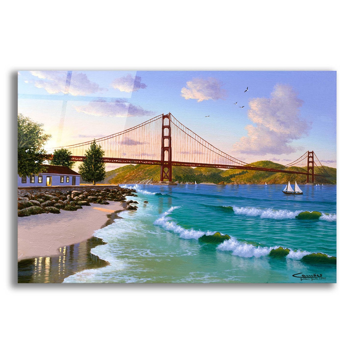 Epic Art 'Golden Gate 1940' by Eduardo Camoes, Acrylic Glass Wall Art,24x16