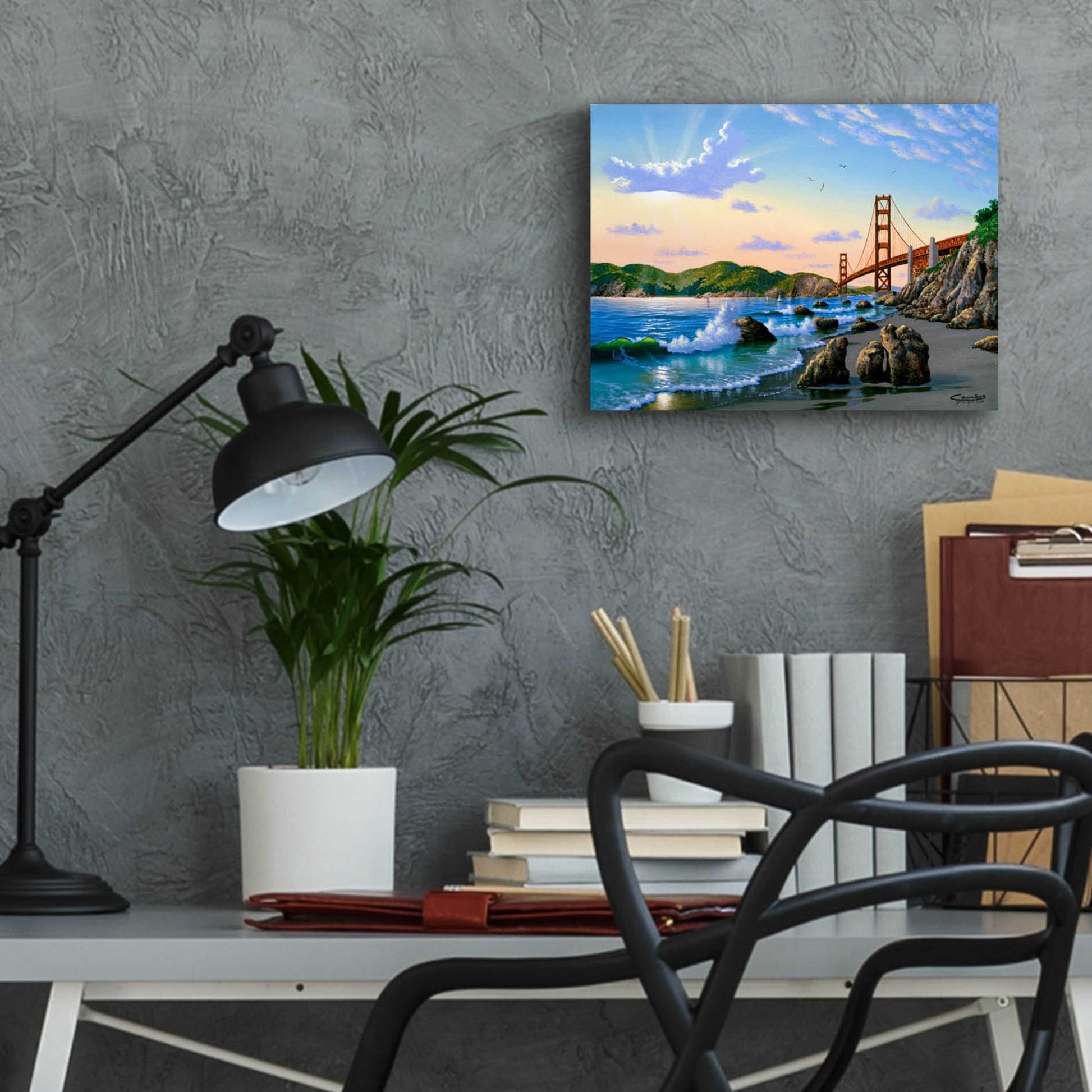 Epic Art 'Golden Gate Sunset, CA 2' by Eduardo Camoes, Acrylic Glass Wall Art,16x12