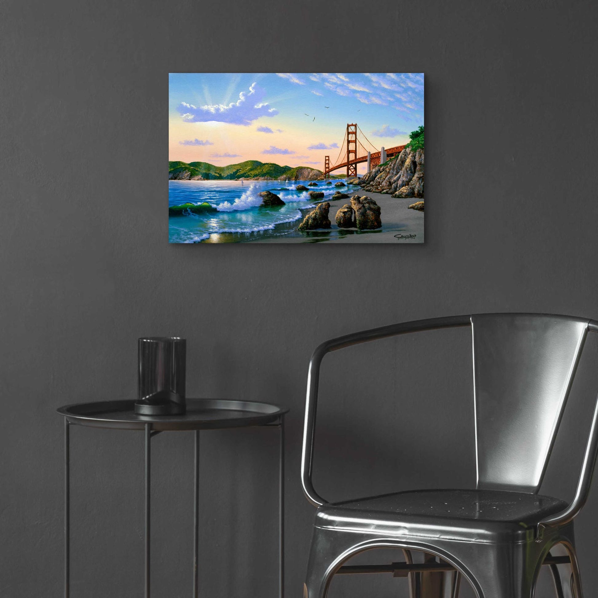 Epic Art 'Golden Gate Sunset, CA 2' by Eduardo Camoes, Acrylic Glass Wall Art,24x16