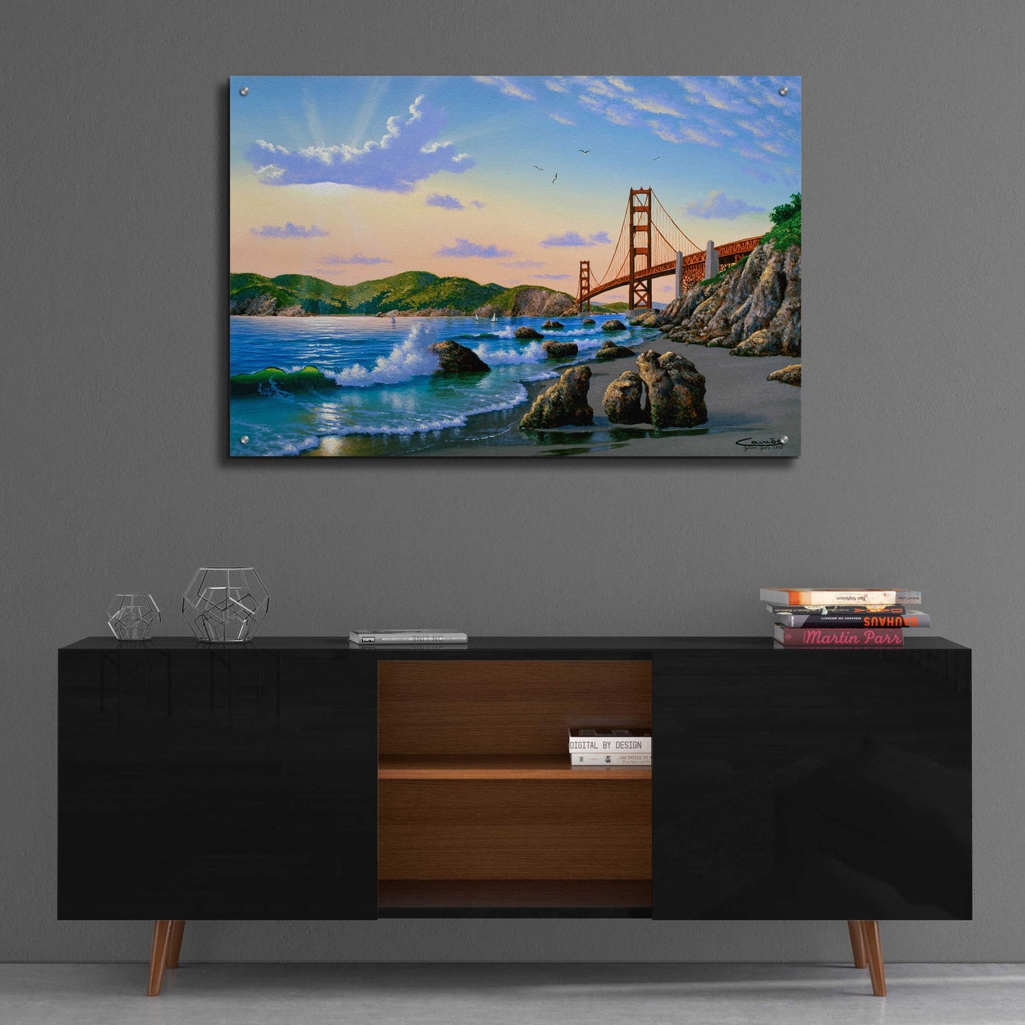 Epic Art 'Golden Gate Sunset, CA 2' by Eduardo Camoes, Acrylic Glass Wall Art,36x24