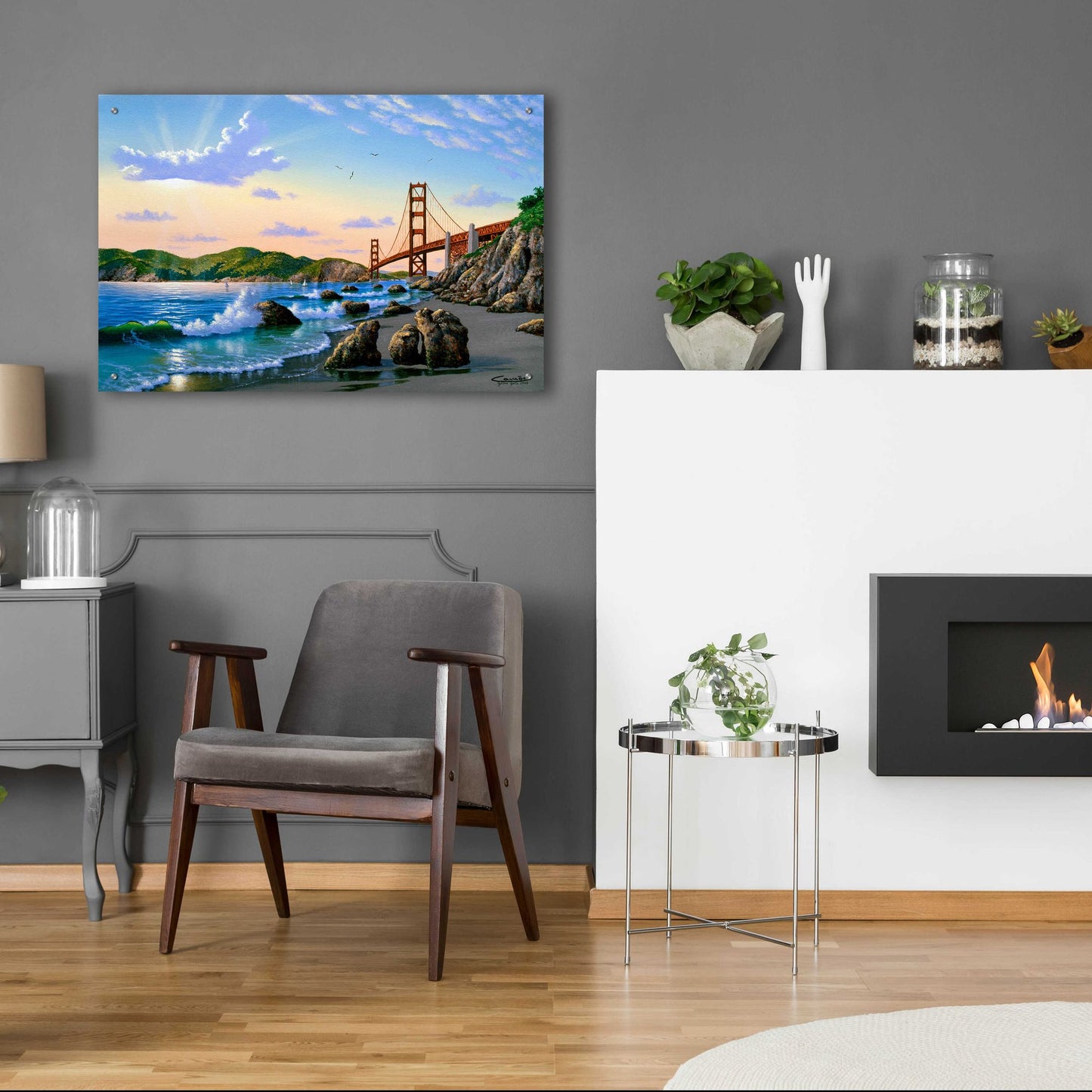 Epic Art 'Golden Gate Sunset, CA 2' by Eduardo Camoes, Acrylic Glass Wall Art,36x24