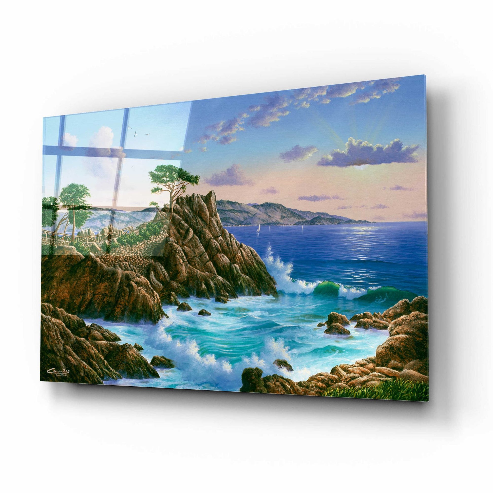 Epic Art 'Lone Cypress, Carmel, CA' by Eduardo Camoes, Acrylic Glass Wall Art,16x12